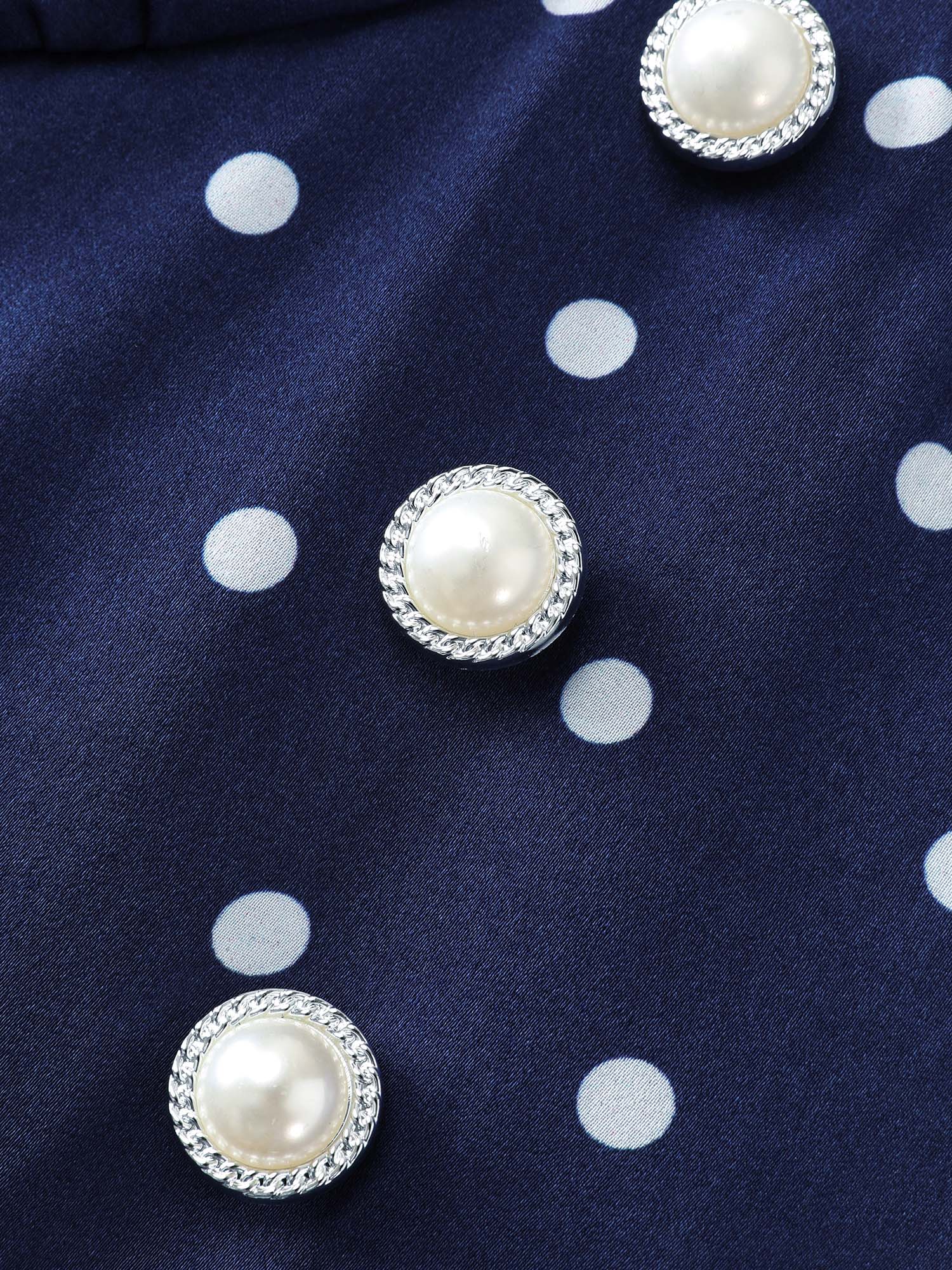 Retro Polka Dots Cinched-Waist Blouse - Image 6