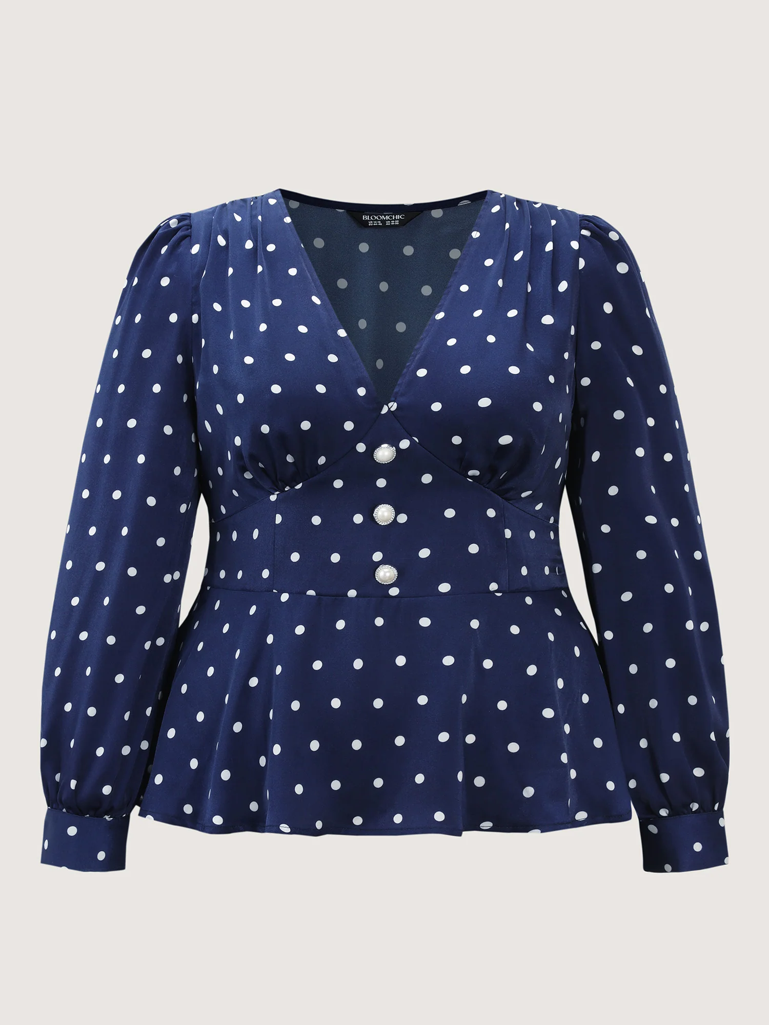 Retro Polka Dots Cinched-Waist Blouse - Image 7