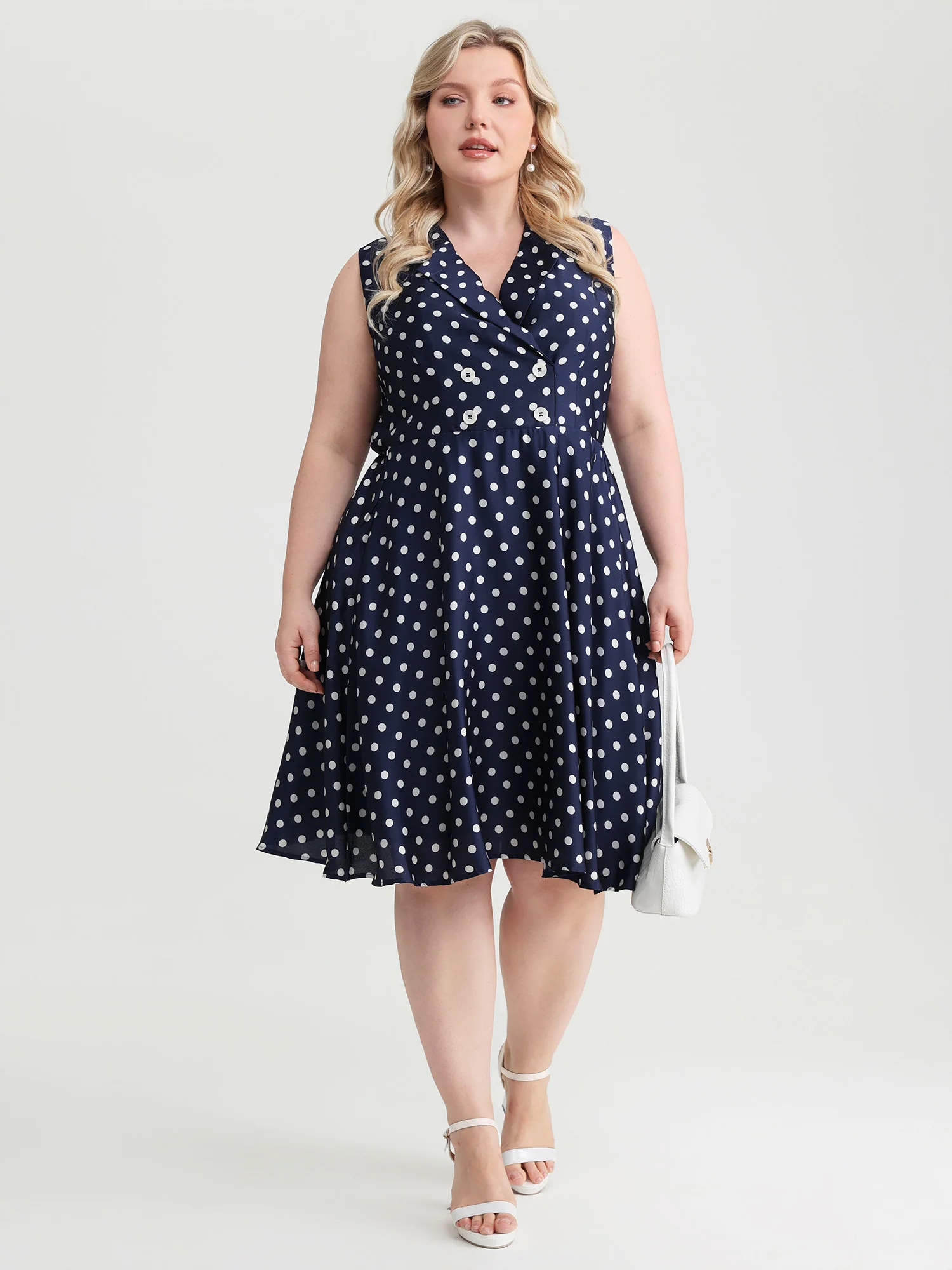 Retro Polka Dots Fit And Flare Mini Dress - Image 3