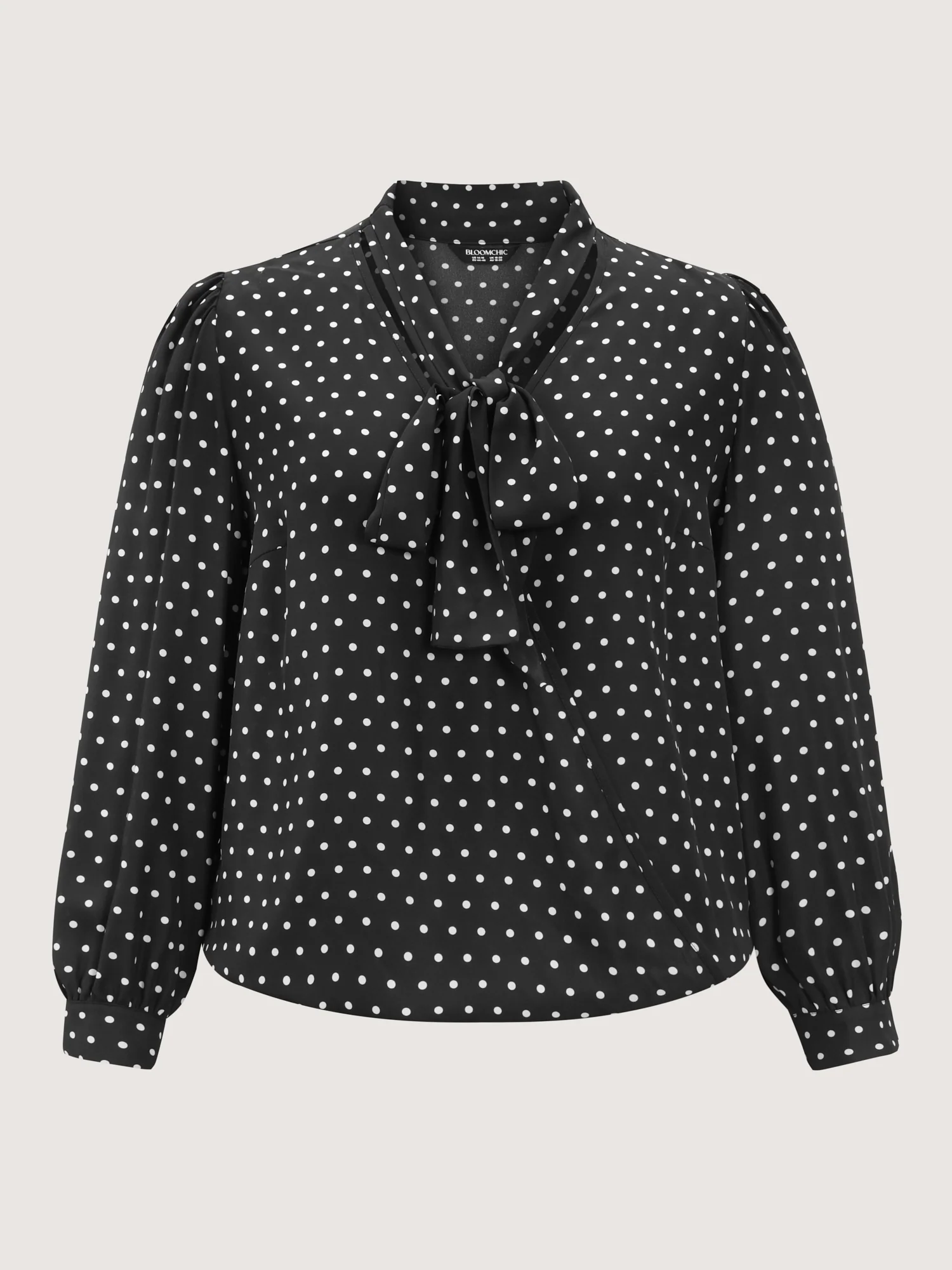 Retro Polka Dots Ribbon Neckline Blouse - Image 8