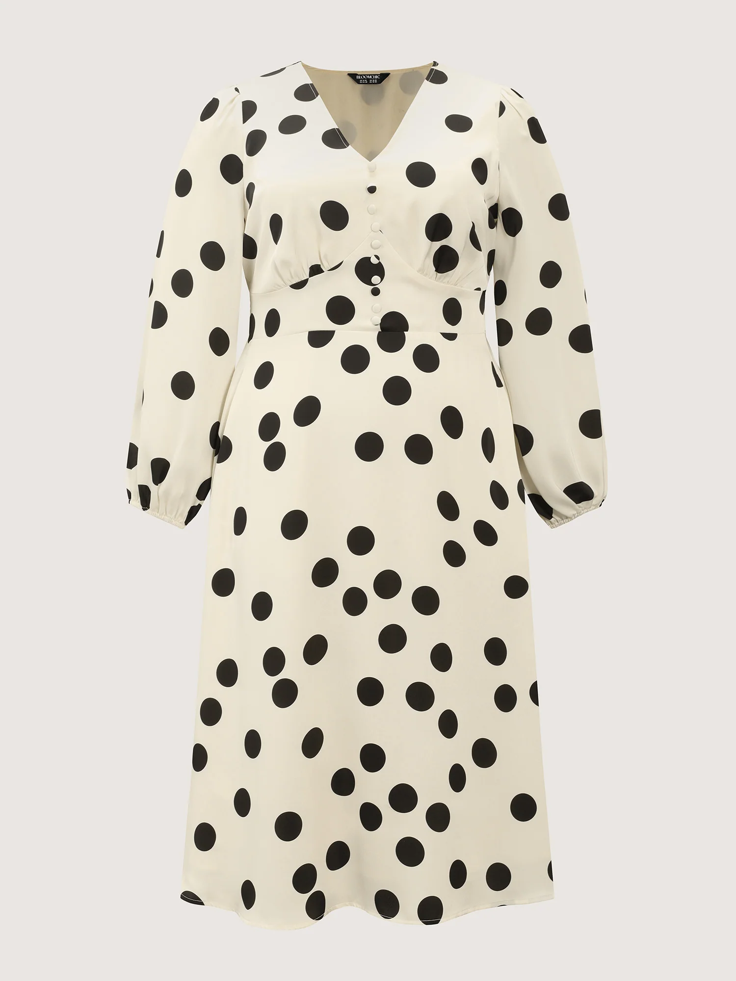 Retro Polka Dots Triangular Waist-Cinched Midi Dress - Image 8