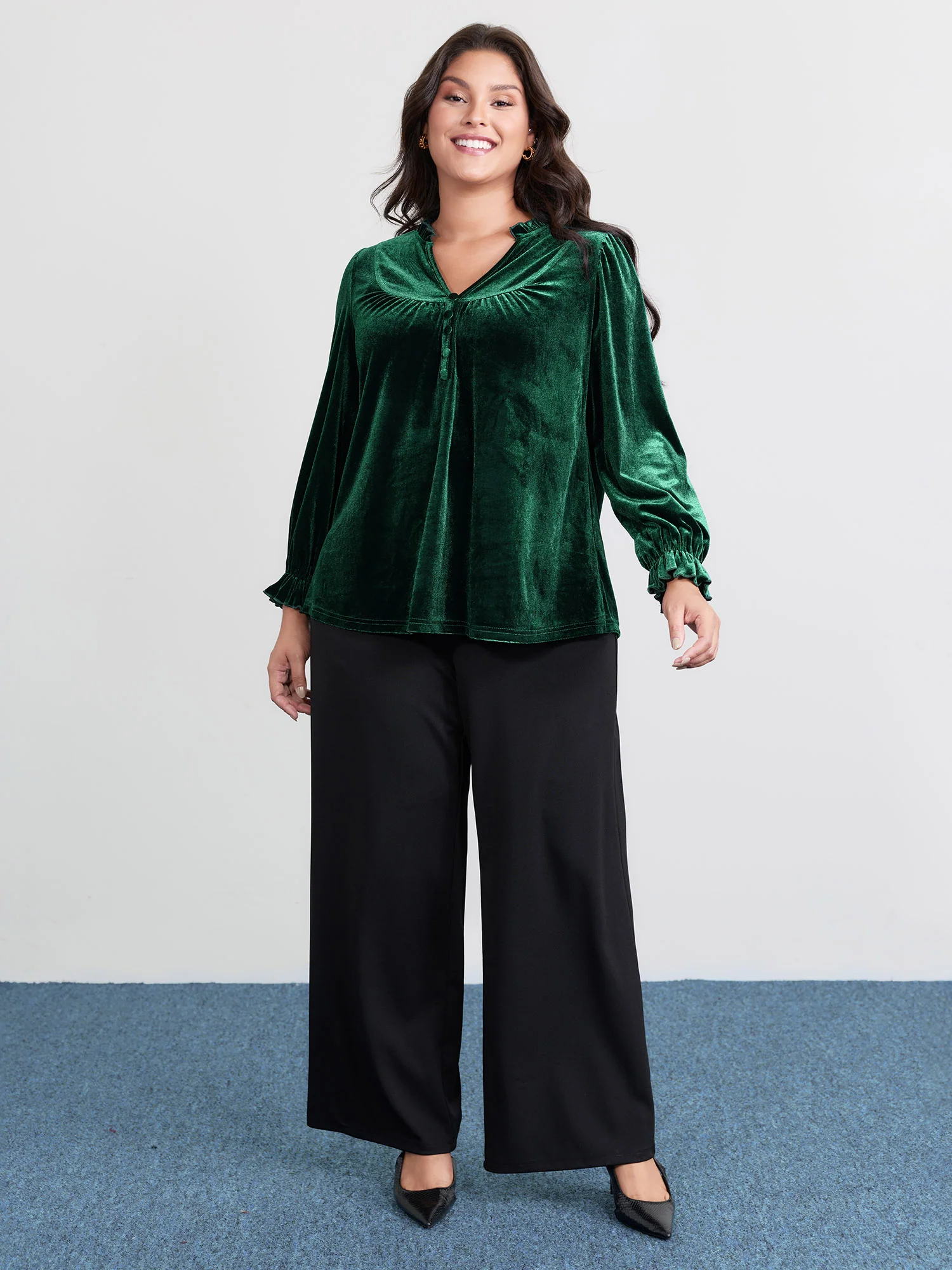 Retro Velvet A-Line Knit Top - Image 3
