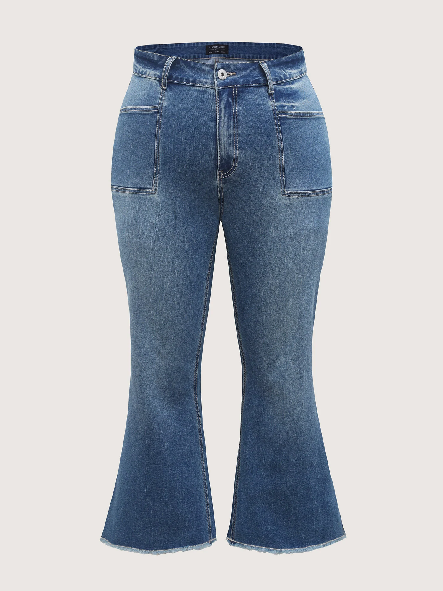Retro Wash Flared Hem Pockets Jeans - Image 8