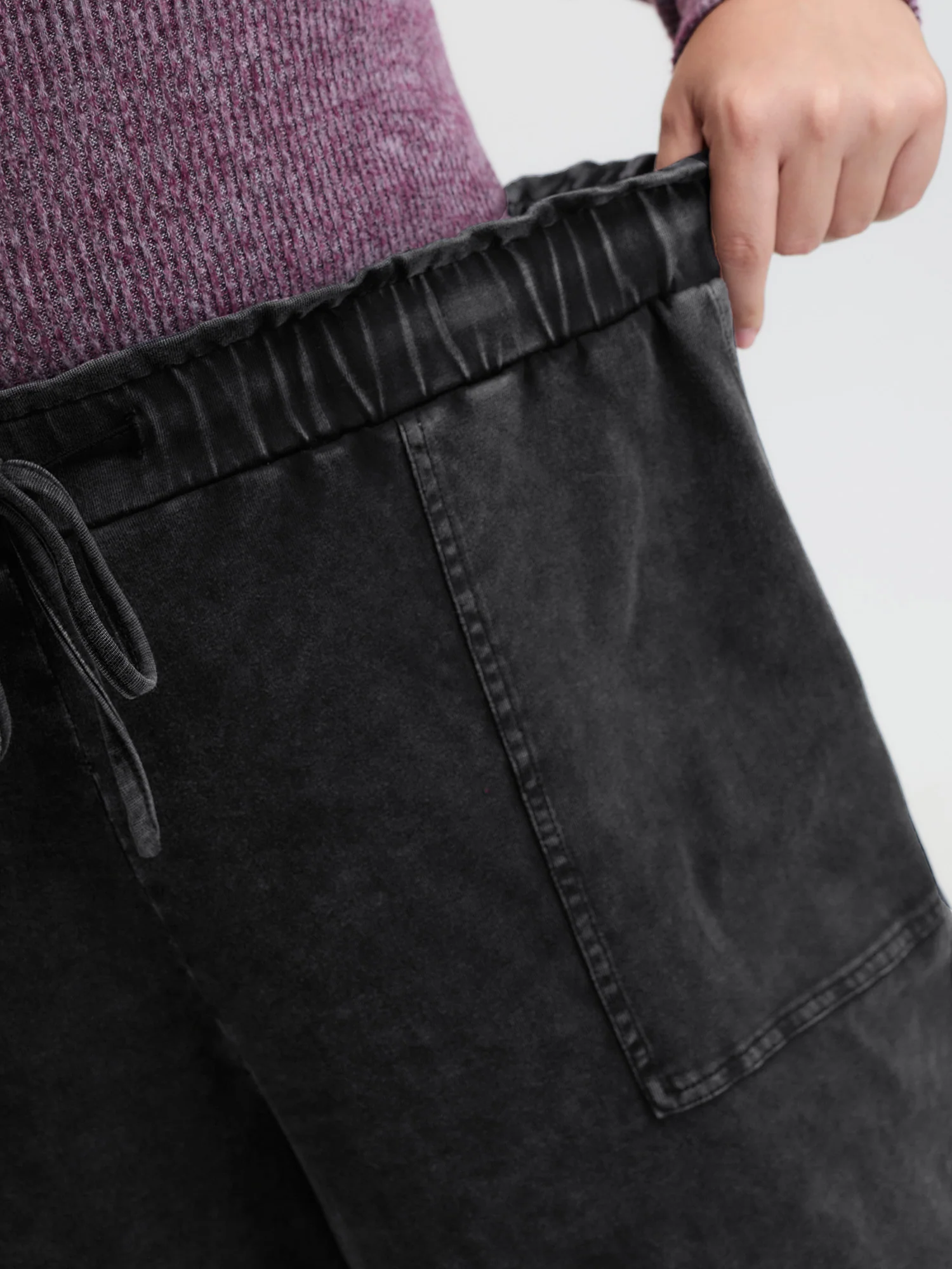 Retro Wash Ruffled Hem Wide-Leg Pants - Image 5
