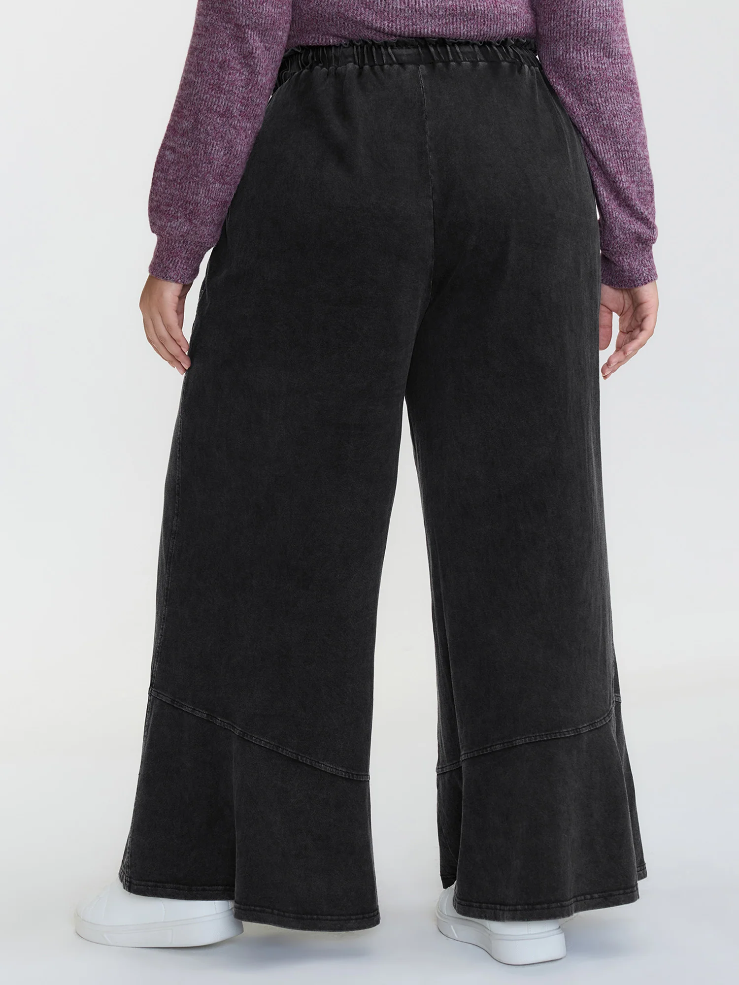 Retro Wash Ruffled Hem Wide-Leg Pants - Image 6