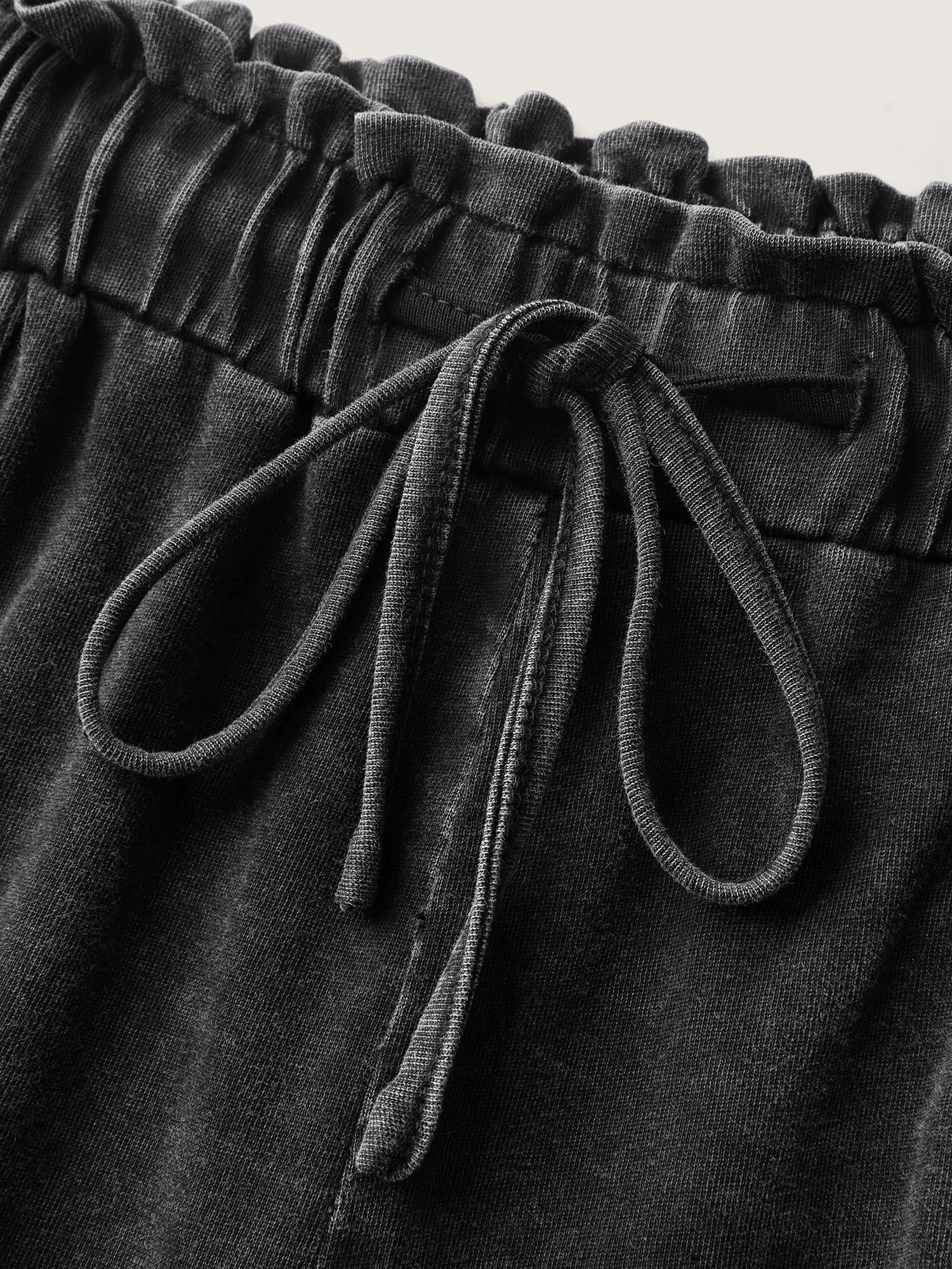 Retro Wash Ruffled Hem Wide-Leg Pants - Image 7