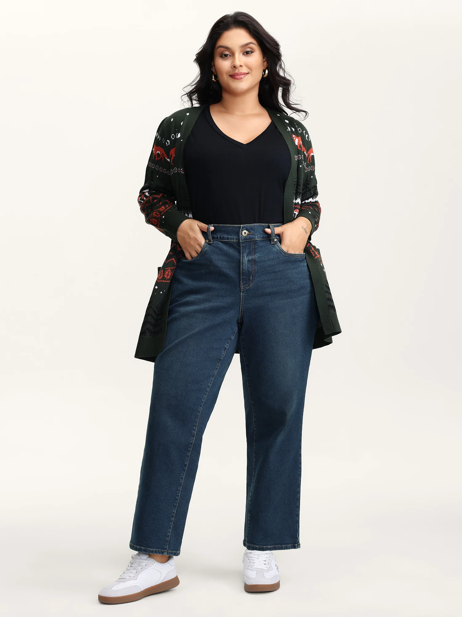 Cinched Vintage Blue Wash Straight-Leg Jeans - Image 2