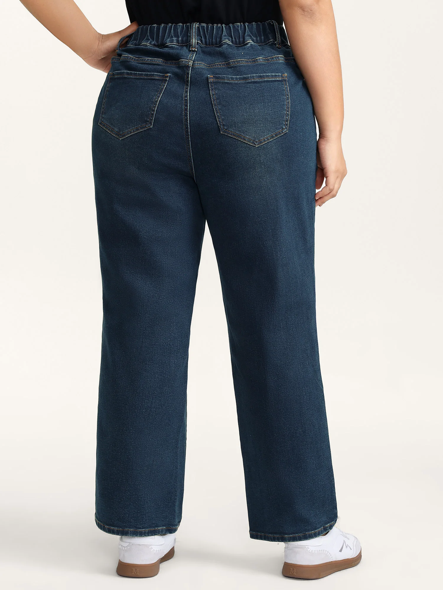 Cinched Vintage Blue Wash Straight-Leg Jeans - Image 5