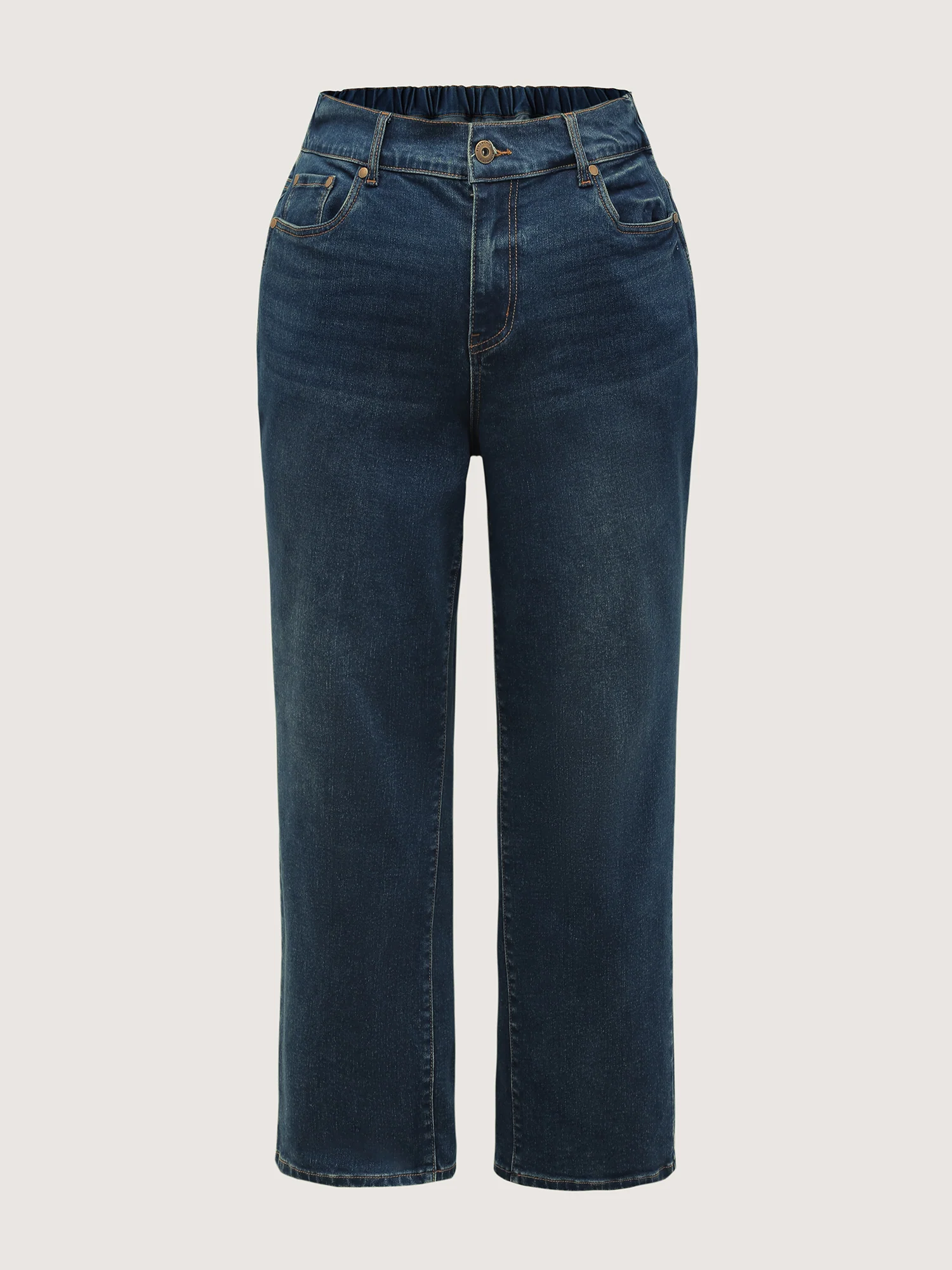 Cinched Vintage Blue Wash Straight-Leg Jeans - Image 6