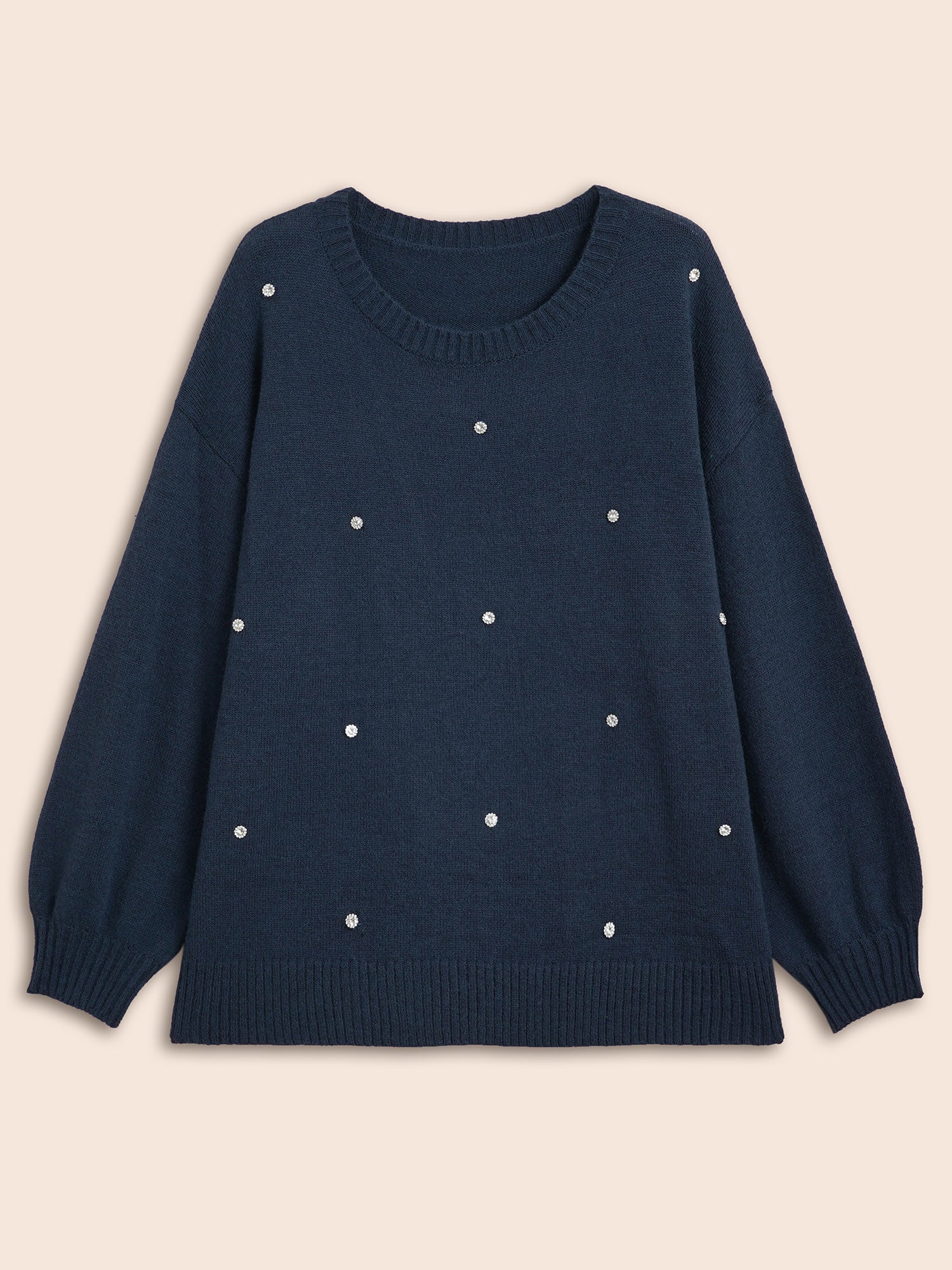 Rhinestone Decor Dropped Shoulder Pullover - Image 8