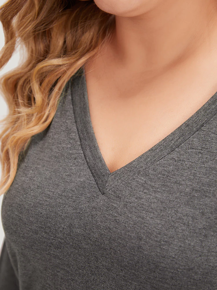 Rhinestone Detail Hollow Out V Neck Long Sleeve T-shirt - Image 7