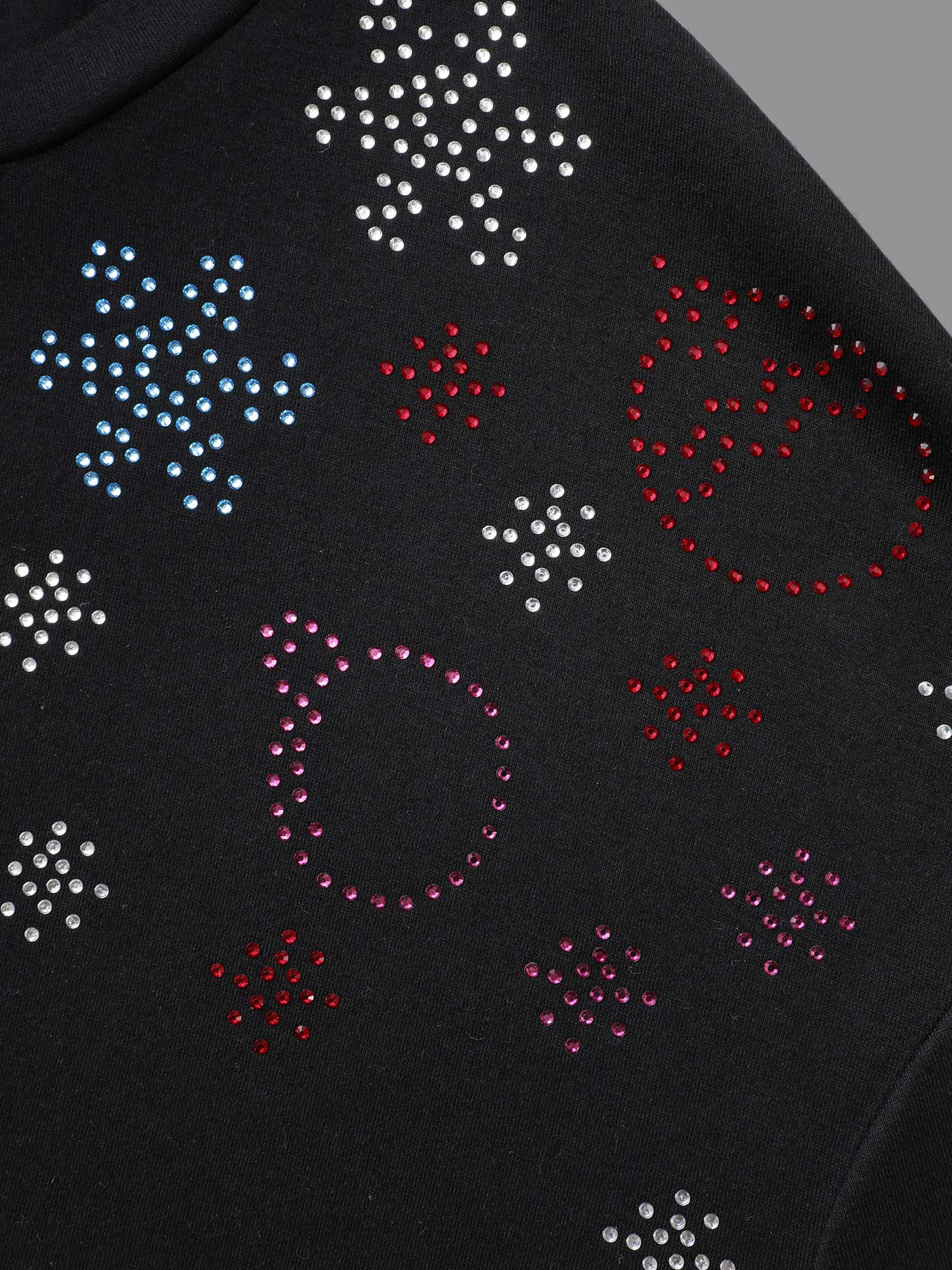 Rhinestone Embellished Shoulder Round Neck Tee - Image 6