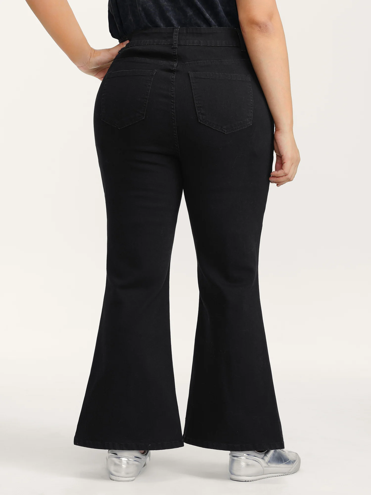 Rhinestone Mid-Rise Flared Hem Jeans - Image 6