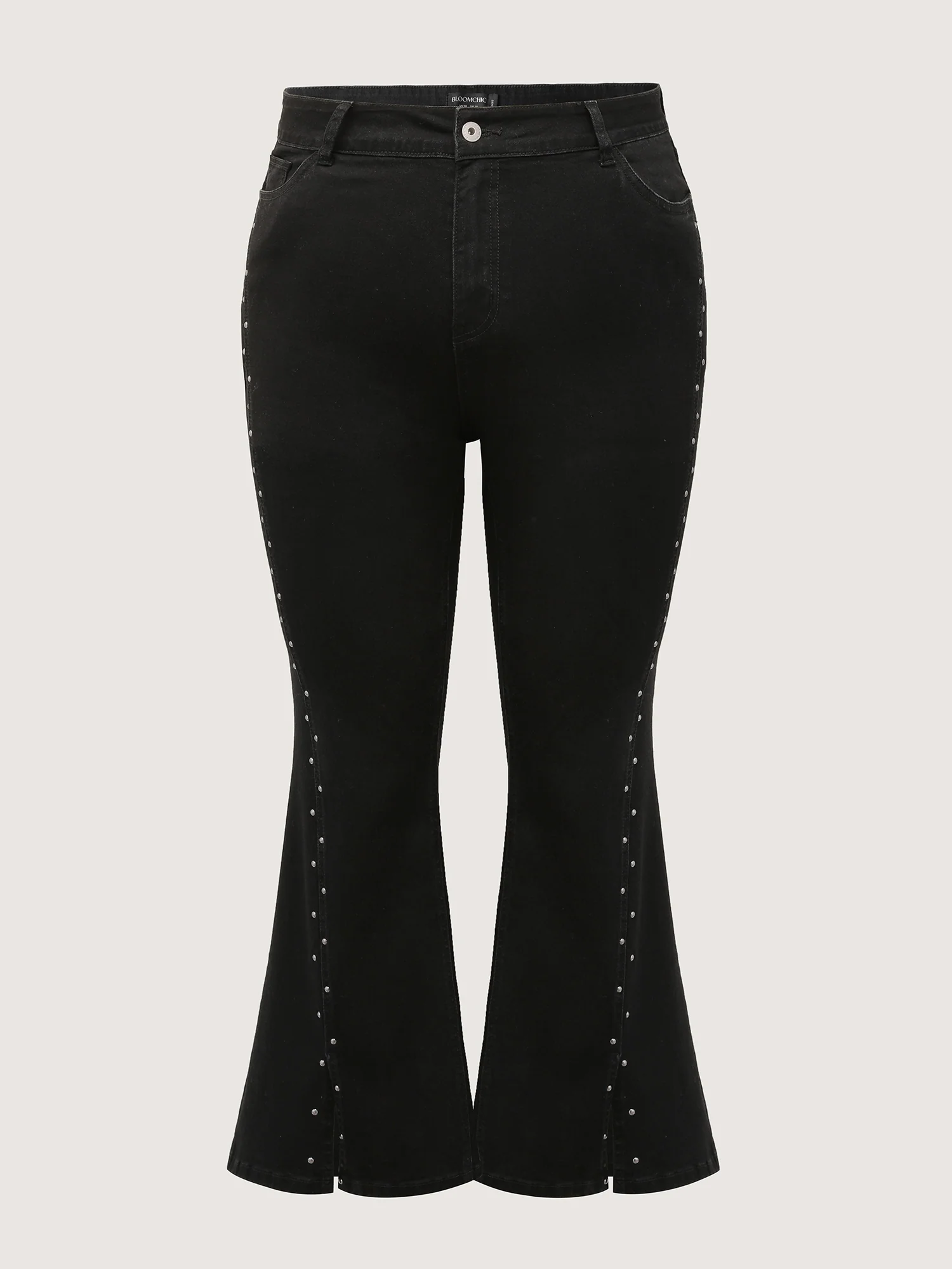 Rhinestone Mid-Rise Flared Hem Jeans - Image 9