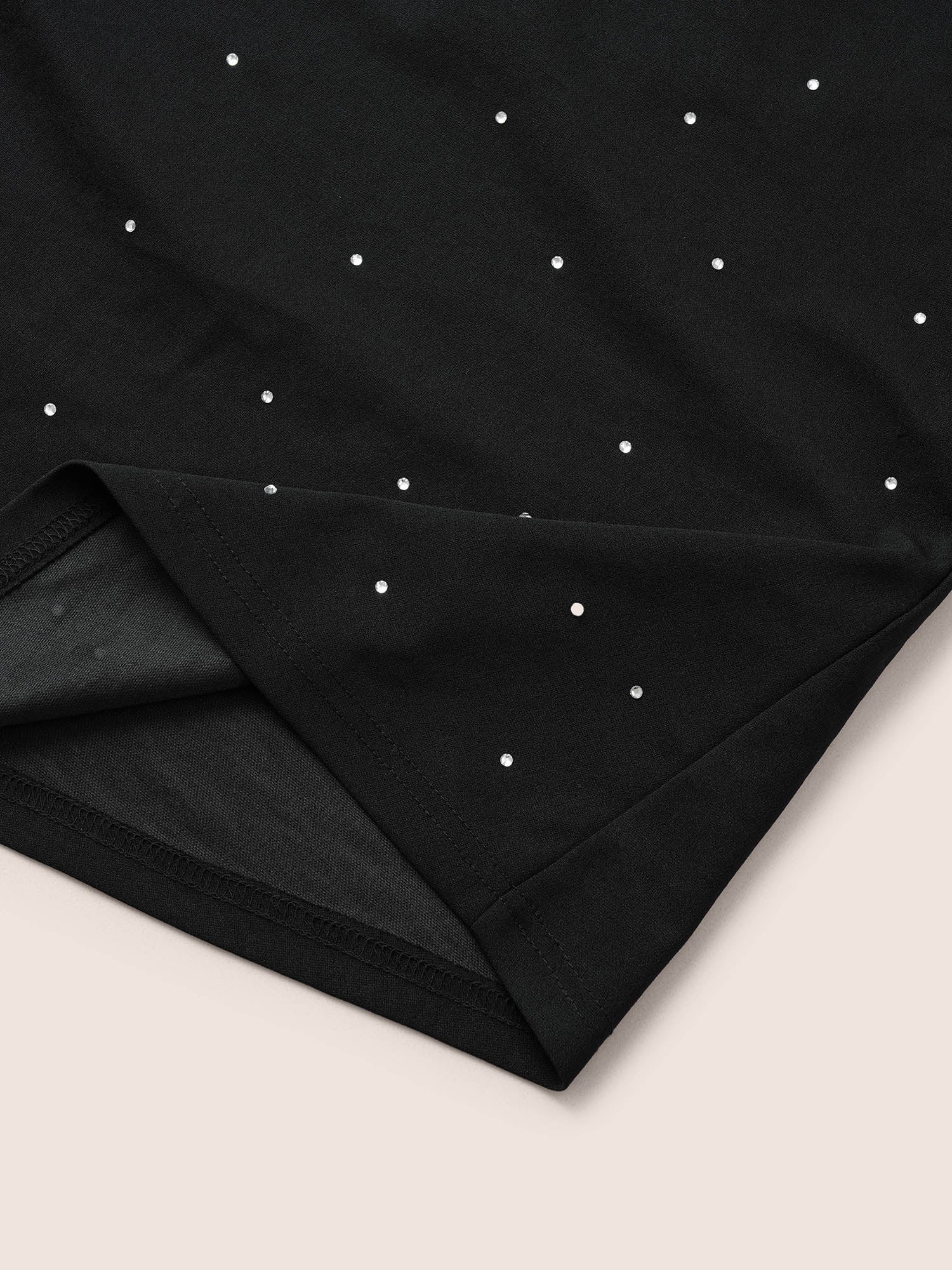 Rhinestone Notched Pocket Curved Hem Dress - Image 6