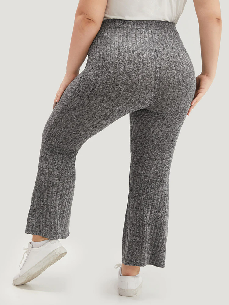 Rib Knit Bowknot Flare Leg Sweatpants - Image 4