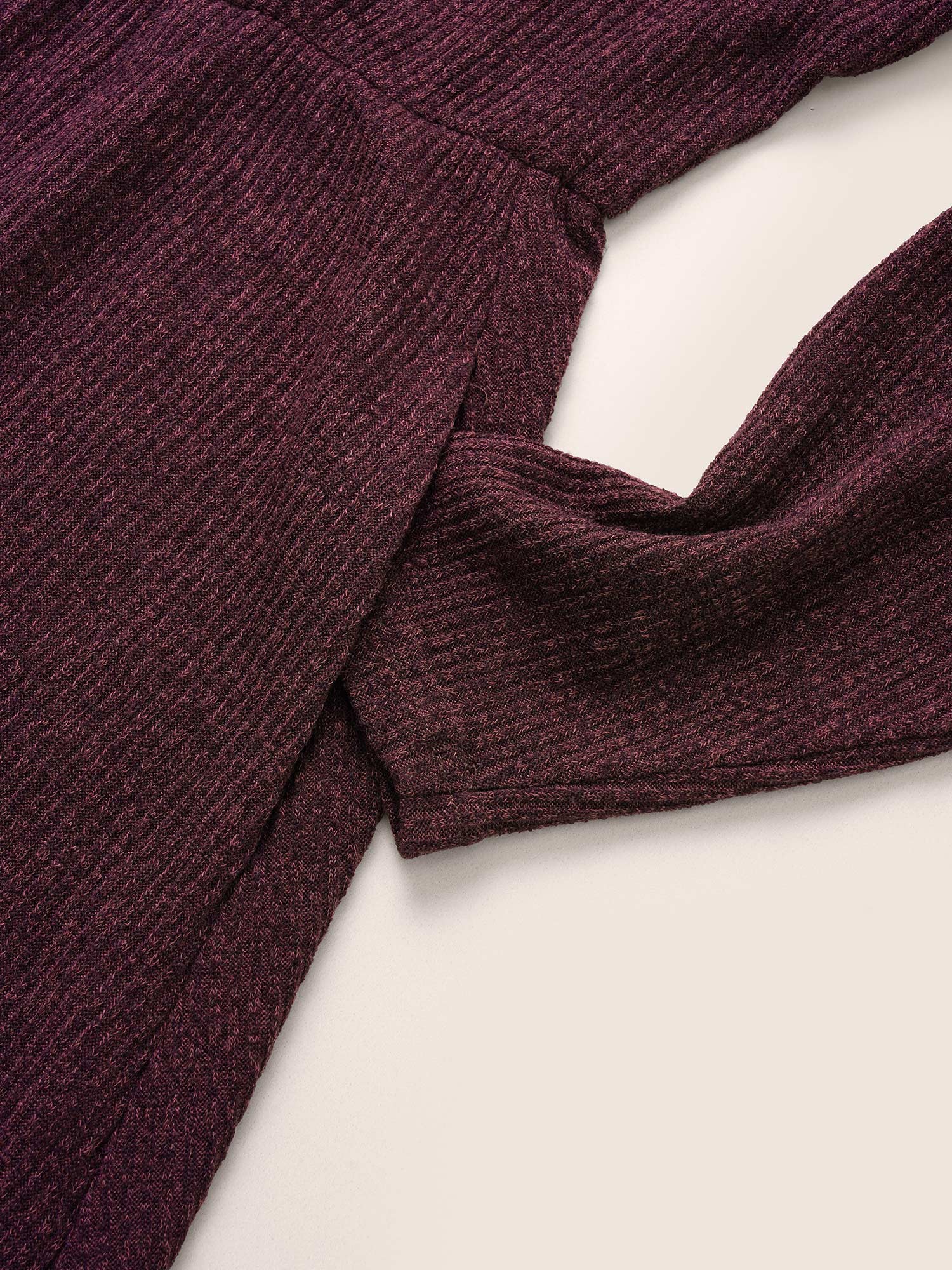 Rib Knit Cut Out Button Detail Asymmetrical Neck Dress - Image 6