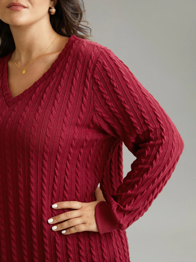 Rib Knit Plain Elastic Cuffs Sweatshirt - Image 5