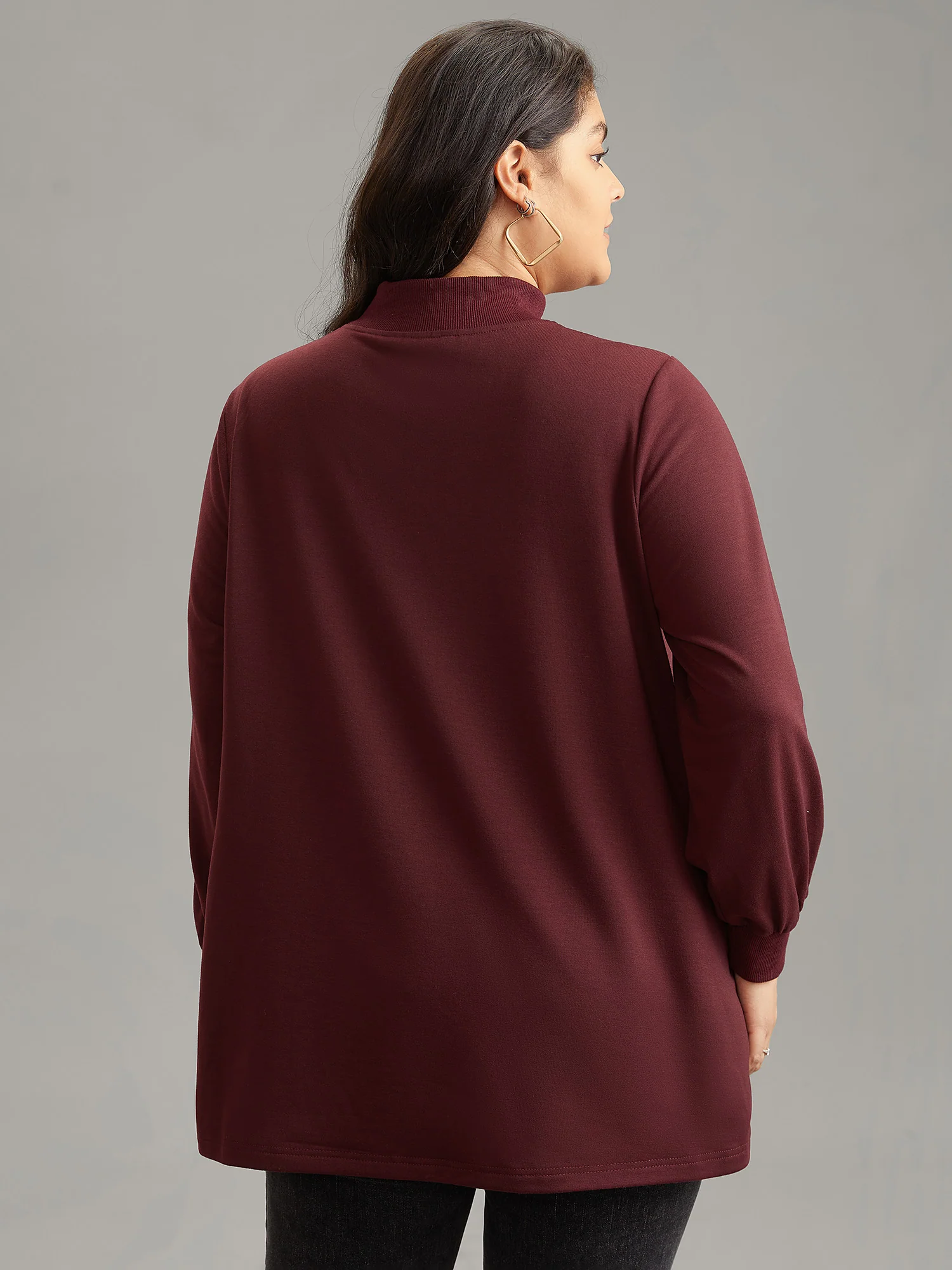 Rib Knit Pocket Cut Out Front Sweatshirt - Image 2