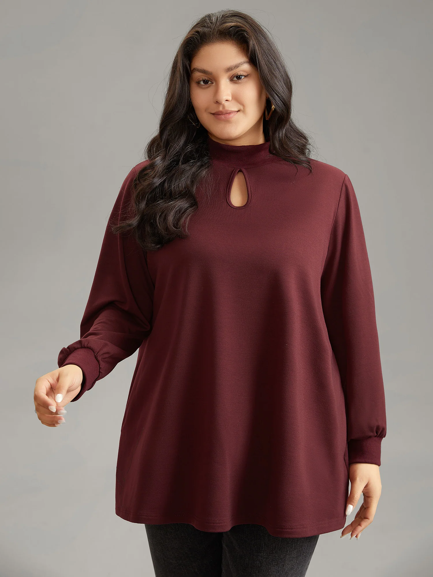 Rib Knit Pocket Cut Out Front Sweatshirt - Image 3