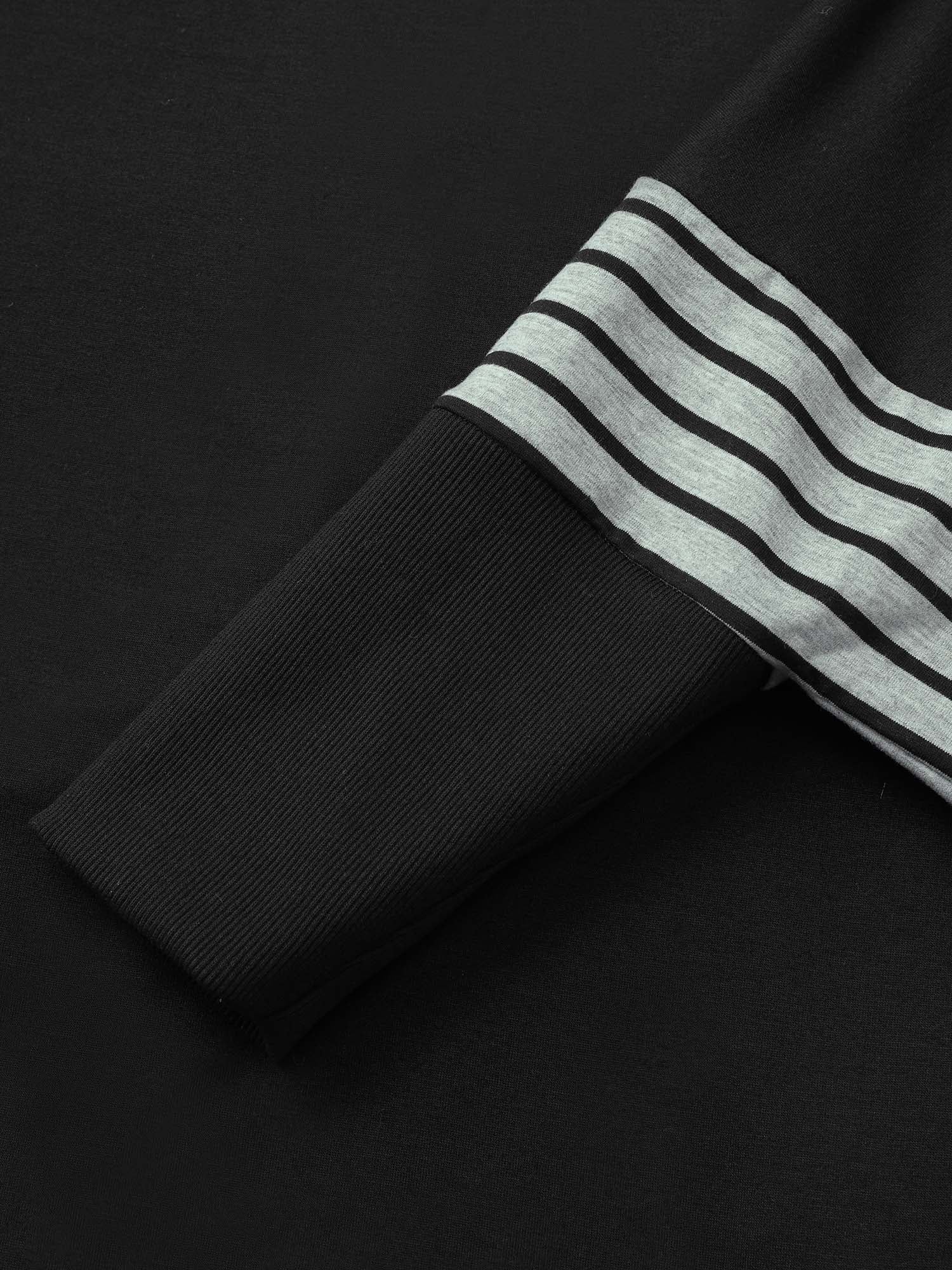 Rib Knit Striped Curved Hem Sweatshirt - Image 5
