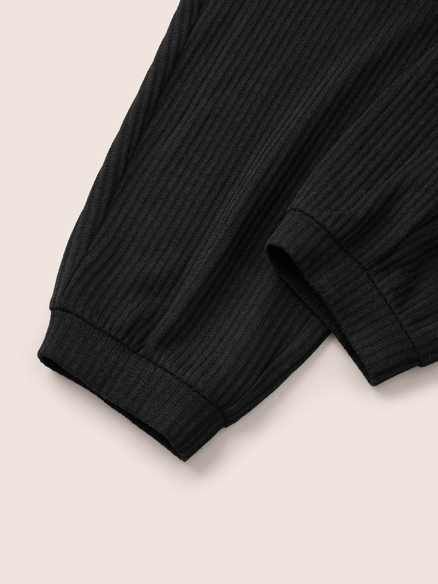 Rib Knit Wideband Waist High Rise Pants - Image 6