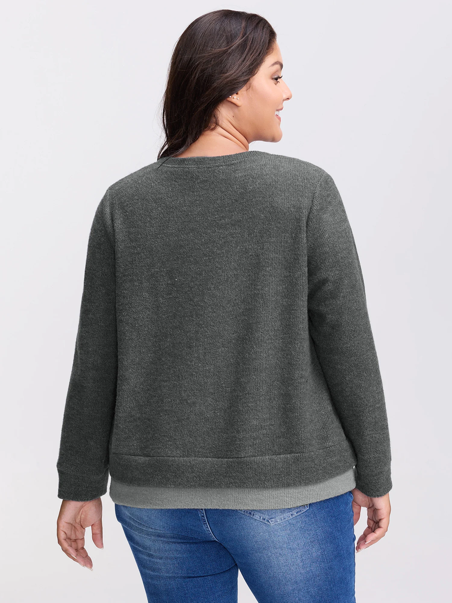 Ribbed Button Color Contrast Knit Top - Image 5
