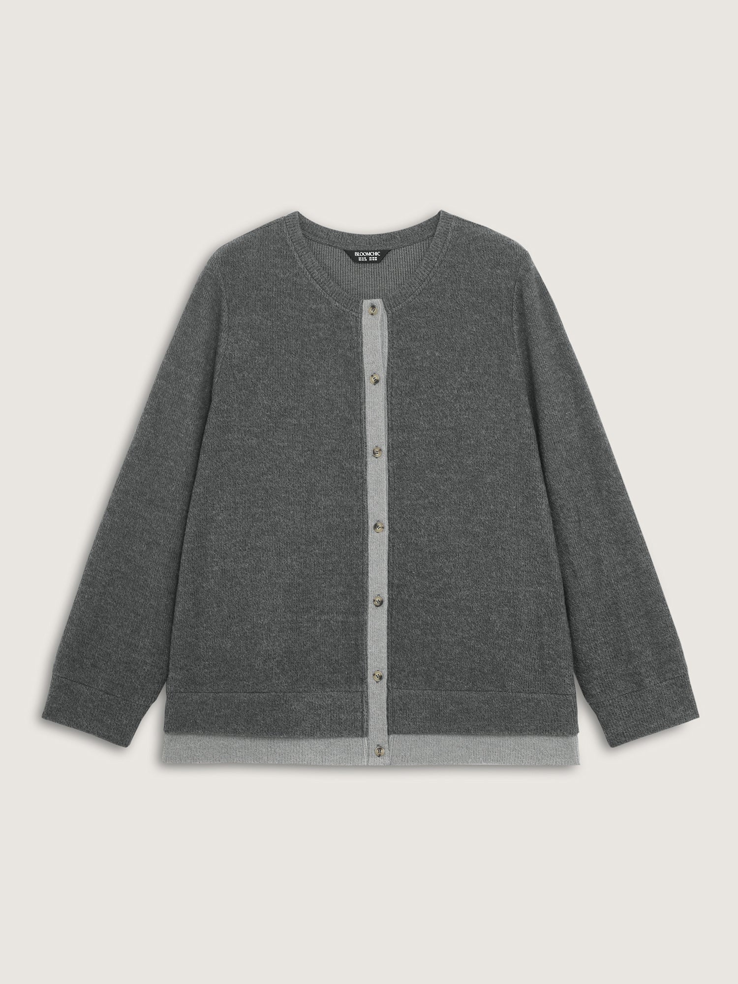 Ribbed Button Color Contrast Knit Top - Image 6