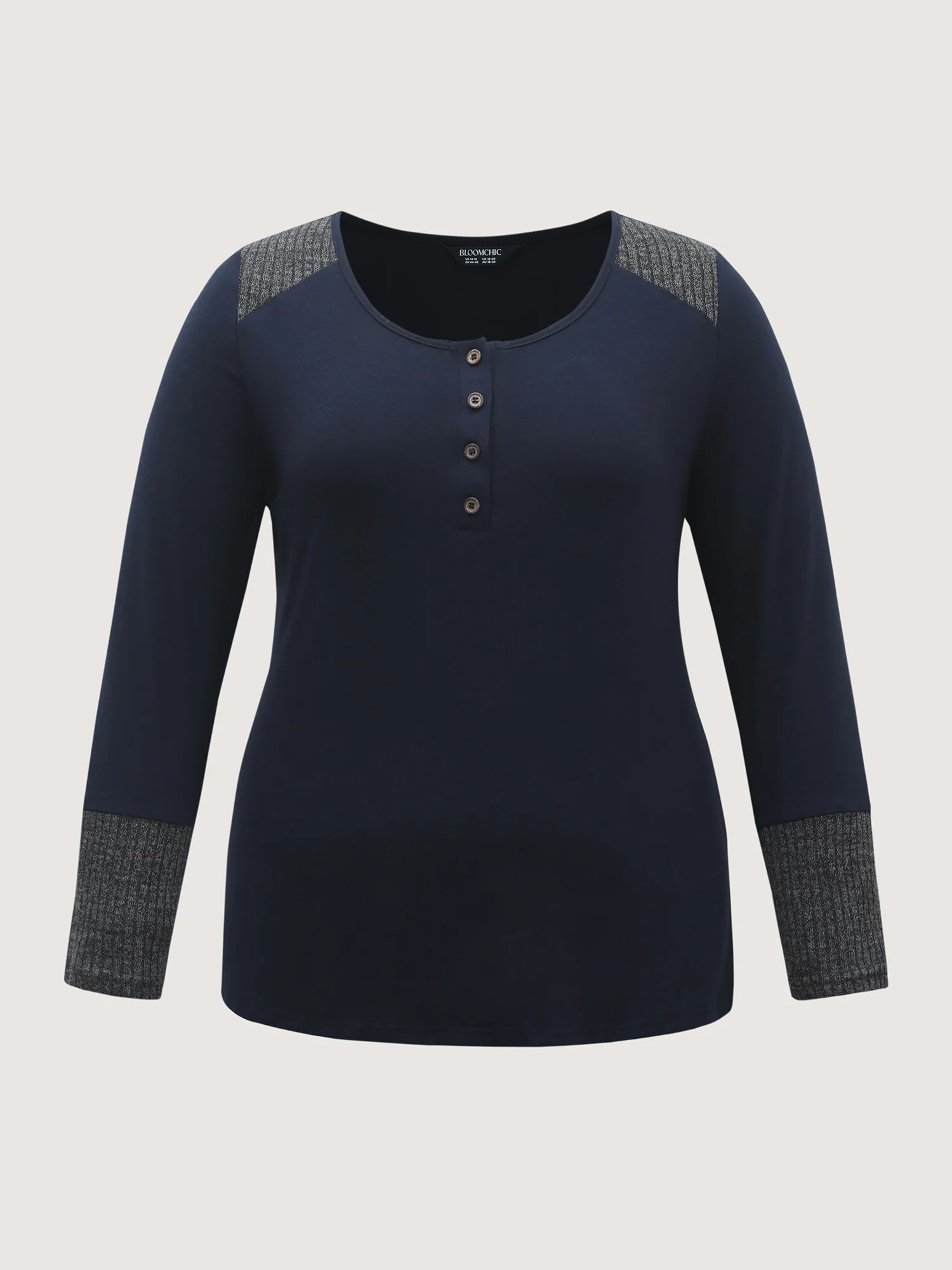 Supersoft Ribbed Button Neckline Fitted T-Shirt - Image 7