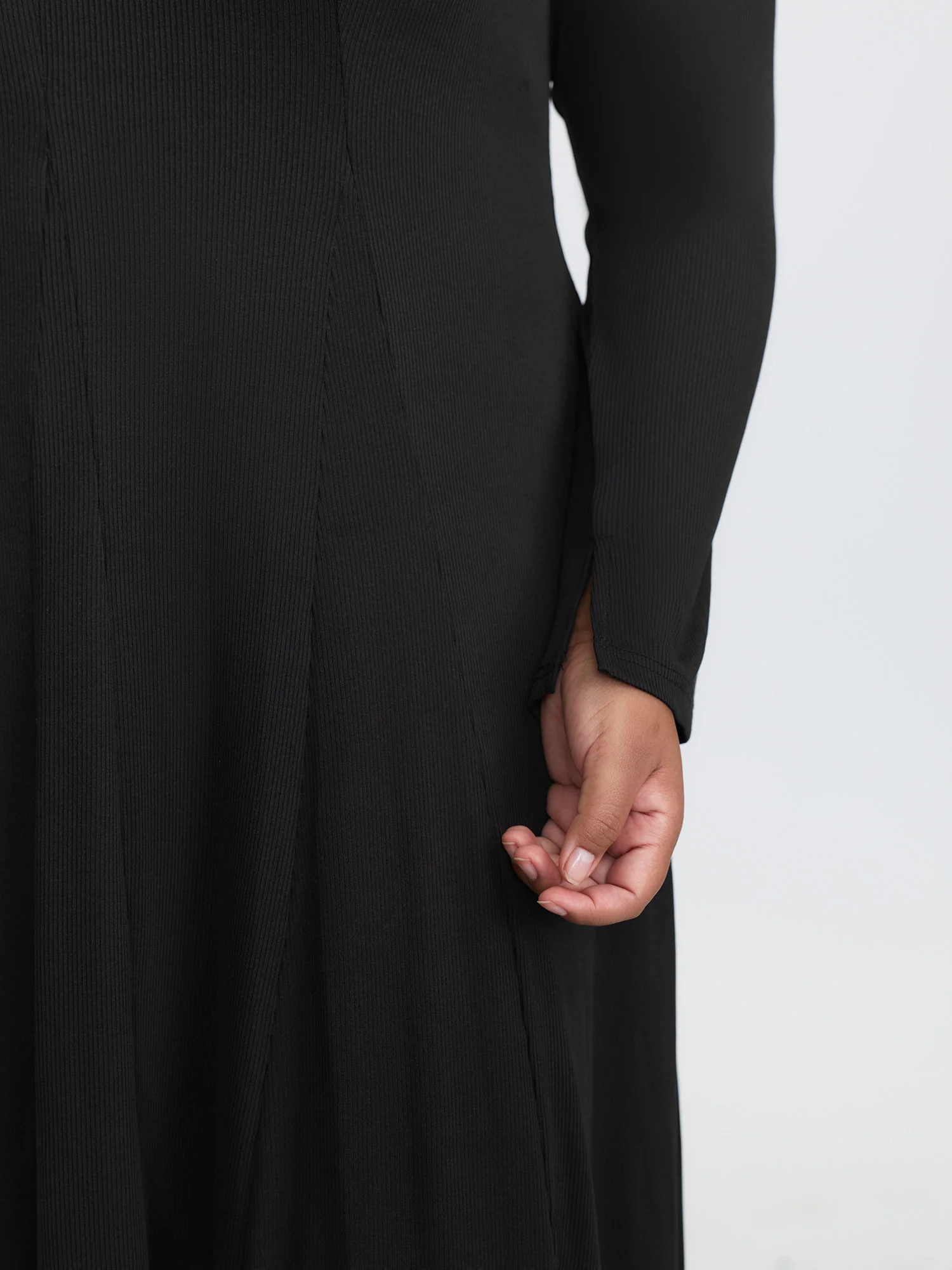 Ribbed Button Placket Pockets Midi Dress - Image 5