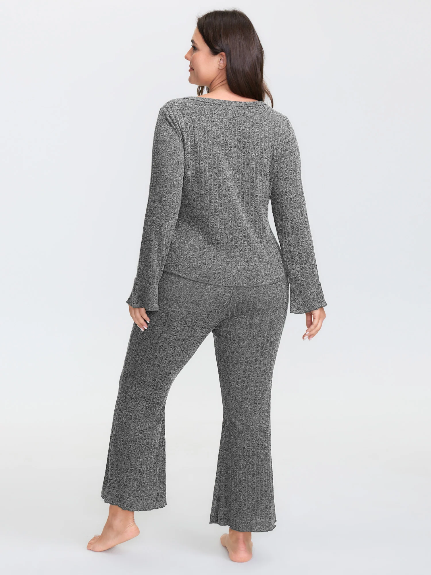 Ribbed Button Stretchy Waist Co-Ord Set - Image 6