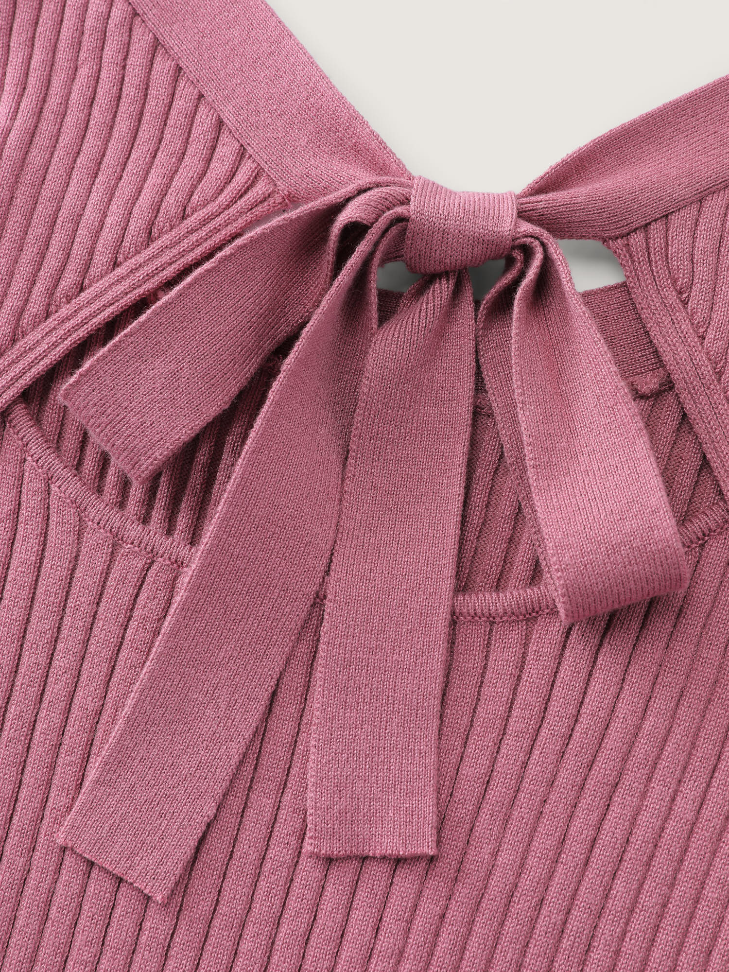 Ribbed Cinched-Waist Bowtie Sweater Dress - Image 5