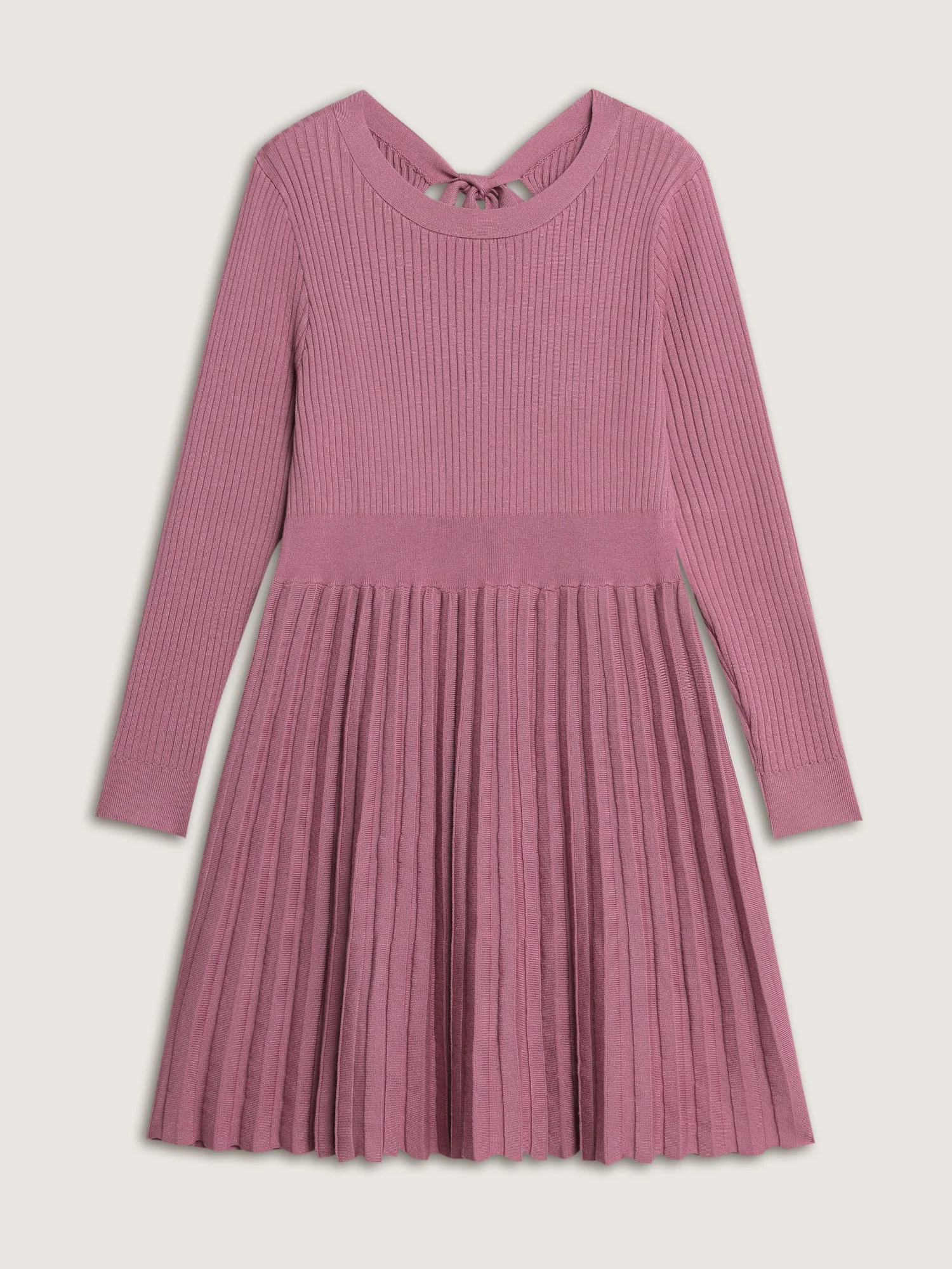 Ribbed Cinched-Waist Bowtie Sweater Dress - Image 7