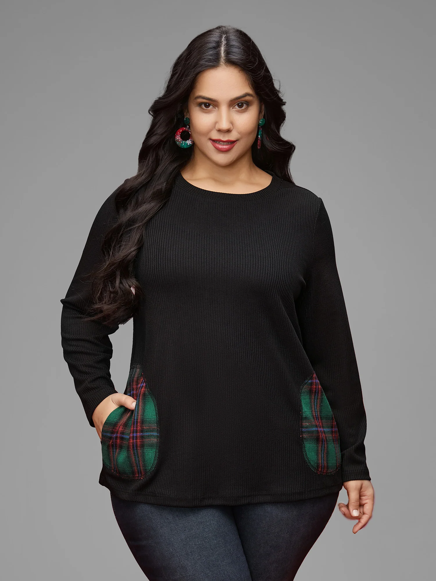 Ribbed Contrast Pocket Slim-Fit Tee - Image 4