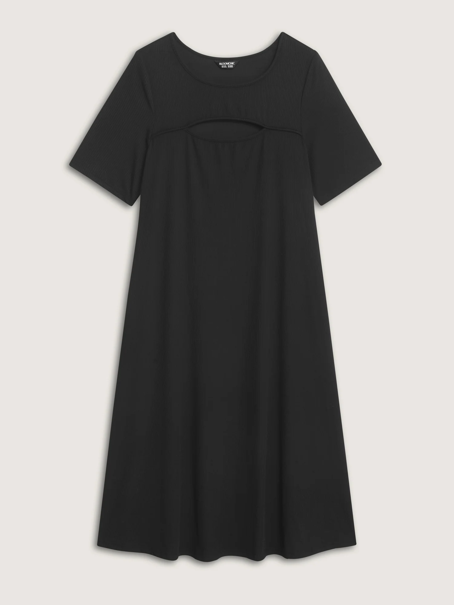 Ribbed Cut-Out Neckline Midi Dress - Image 7