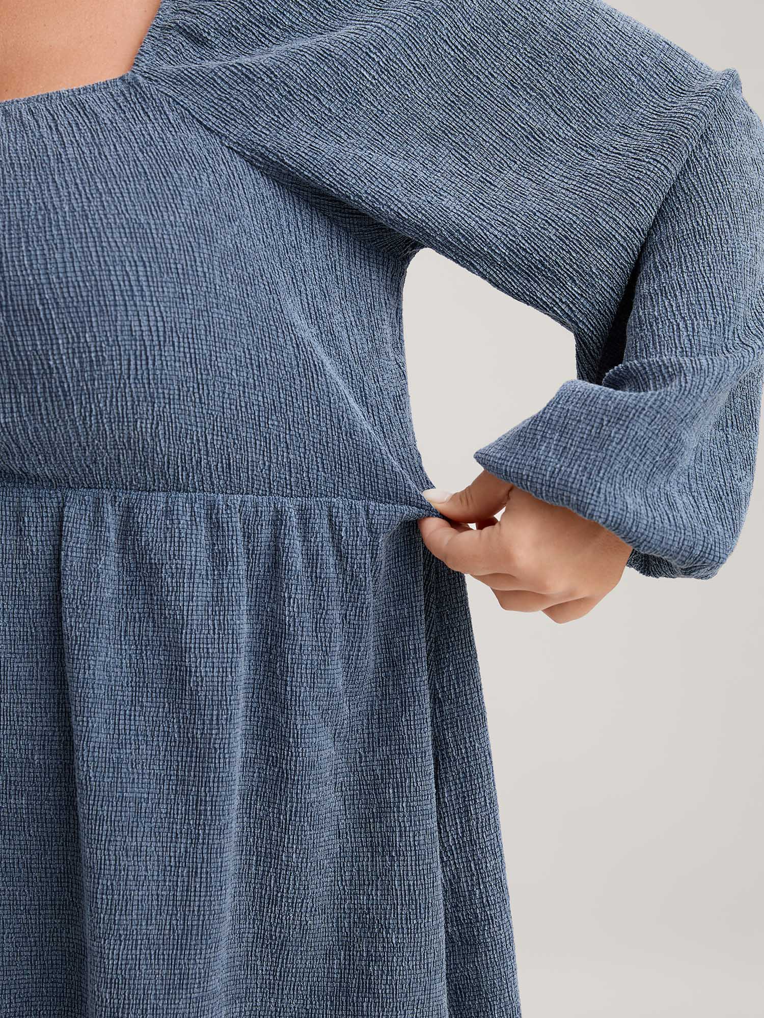 Ribbed Gathered Square Neck Knit Top - Image 4