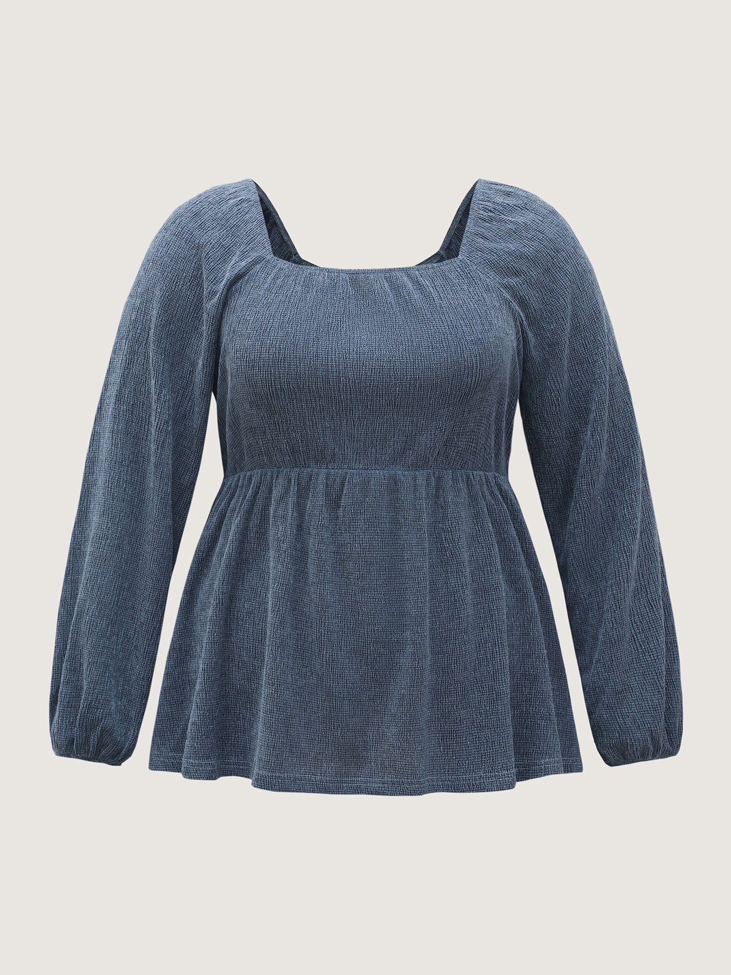 Ribbed Gathered Square Neck Knit Top - Image 6