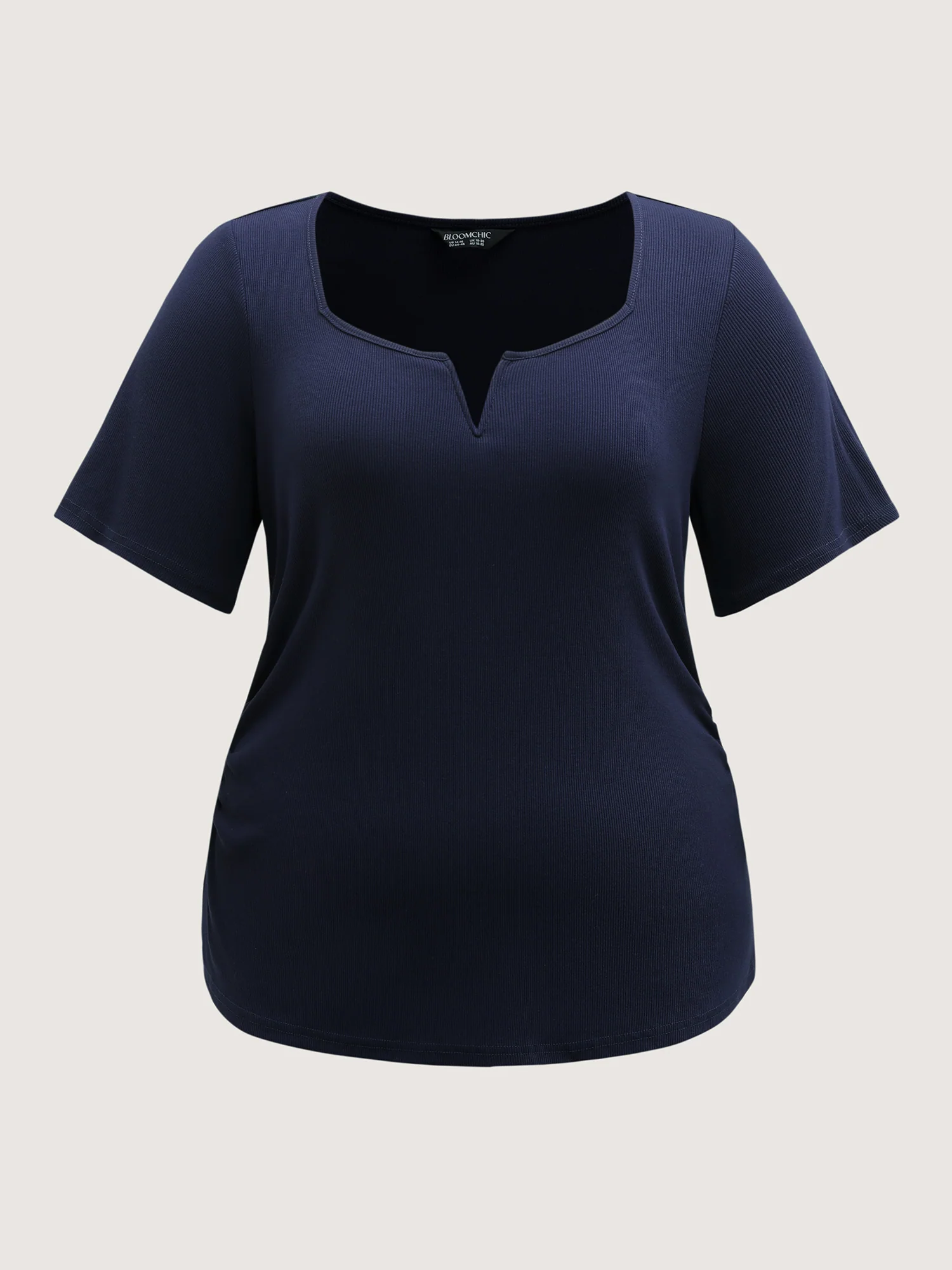 Ribbed High Stretch Split Neck T-Shirt - Image 8