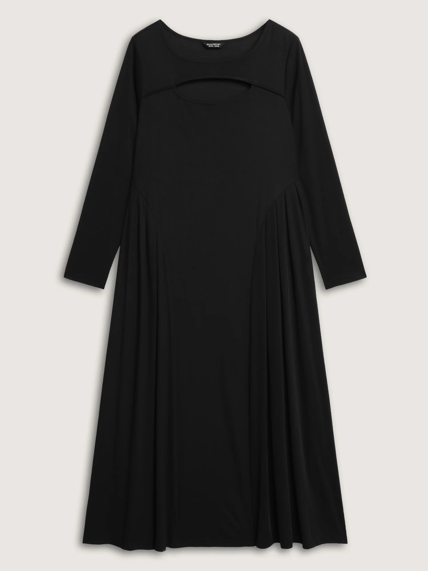 Ribbed Pleated Neck Cut-Out Knit Dress - Image 6