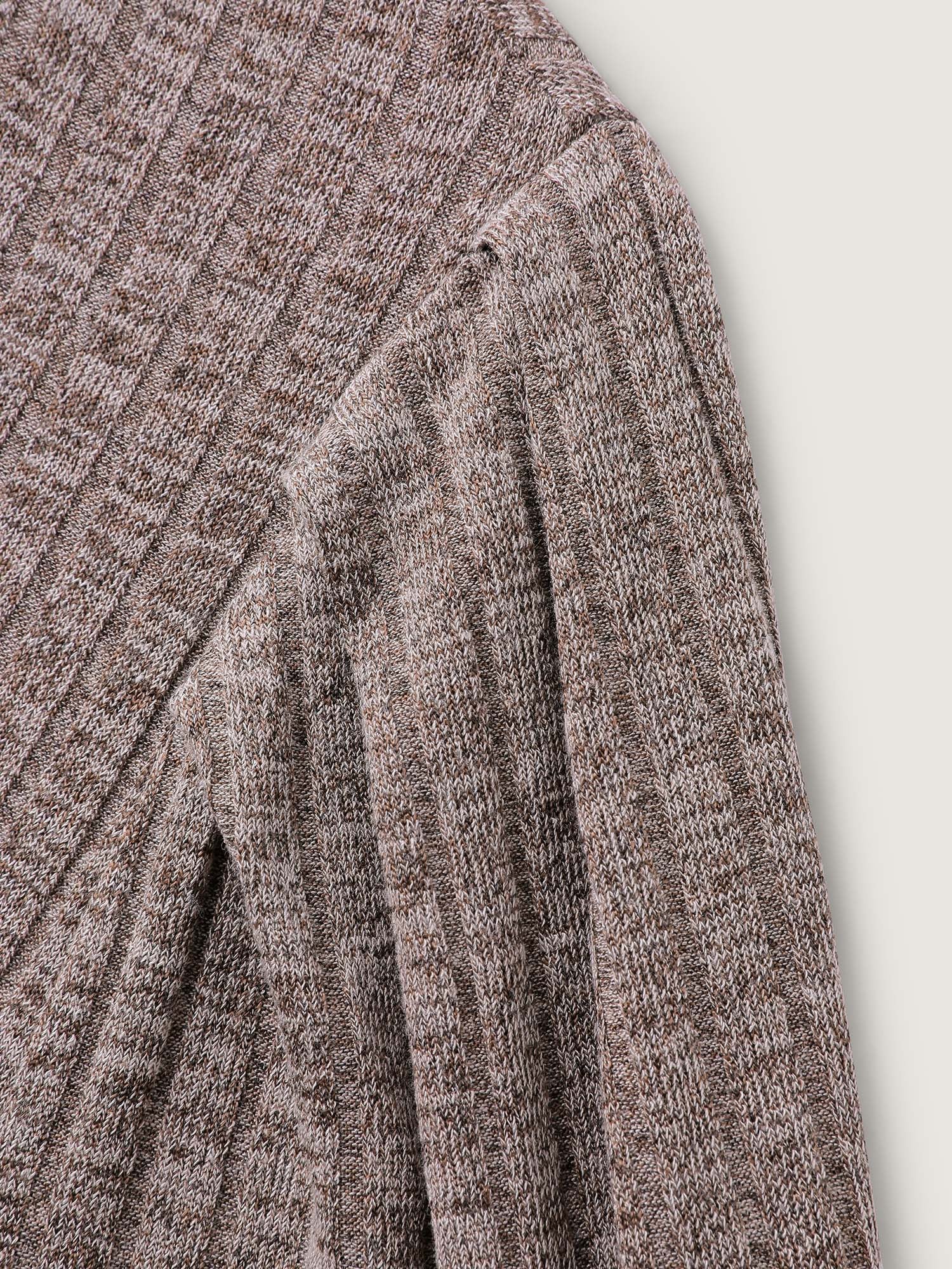 Ribbed Puffy Sleeve Knee-Length Sweater Dress - Image 6