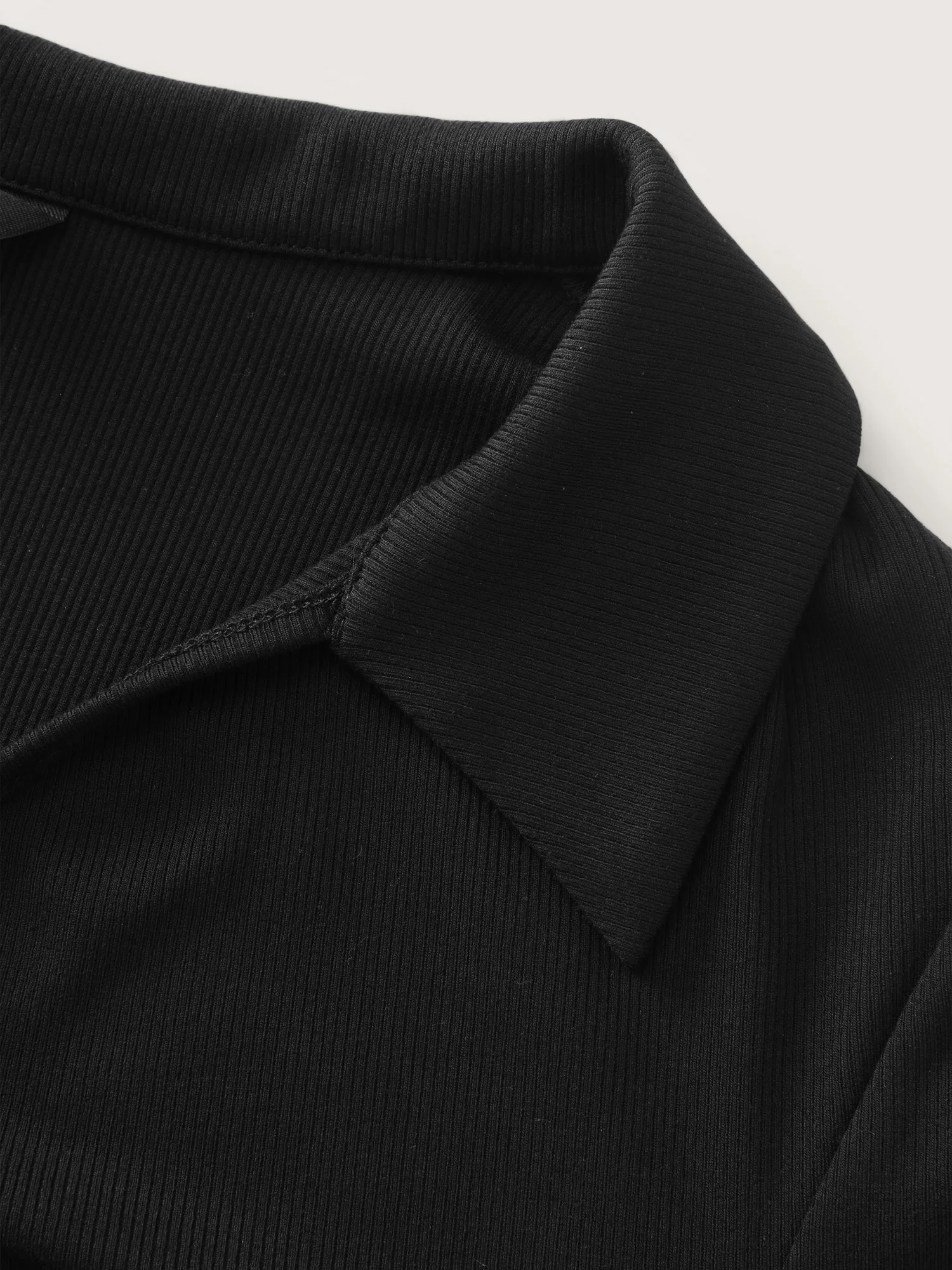 Ribbed Ruched Two-Way Zipper Knit Top - Image 7