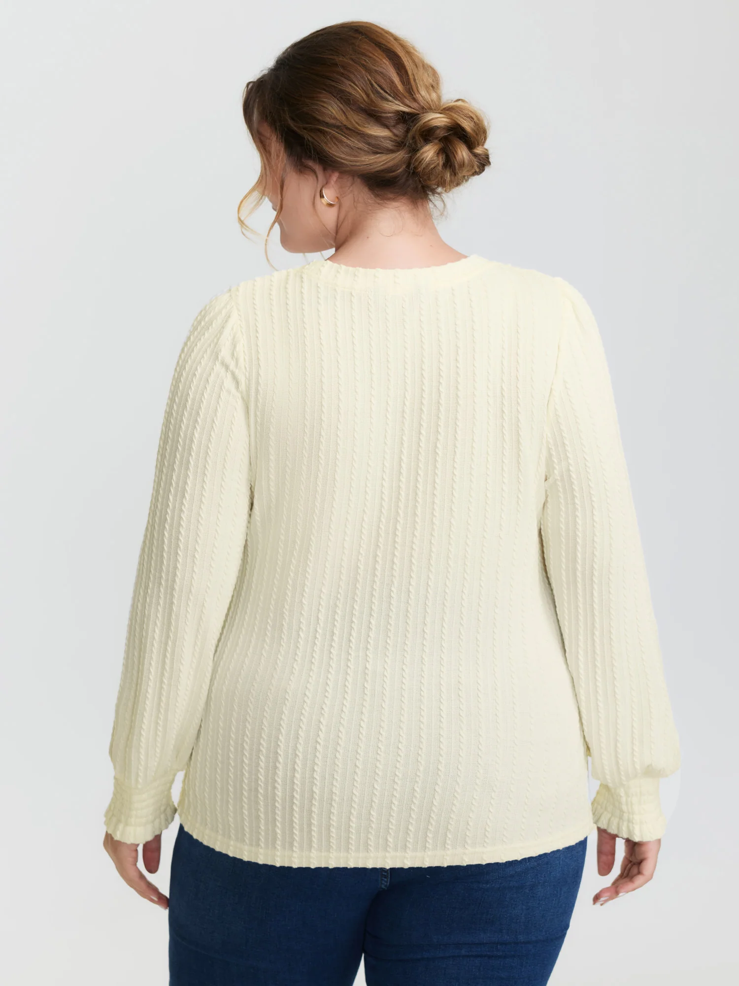Ribbed Shirred Fitted T-Shirt - Image 4