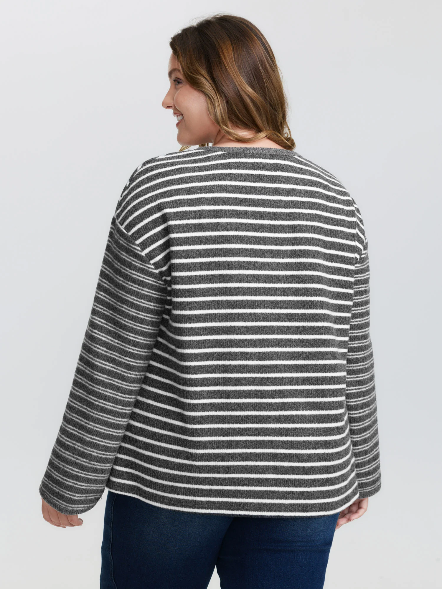 Ribbed Stripe Textured Neck-Tie T-Shirt - Image 4
