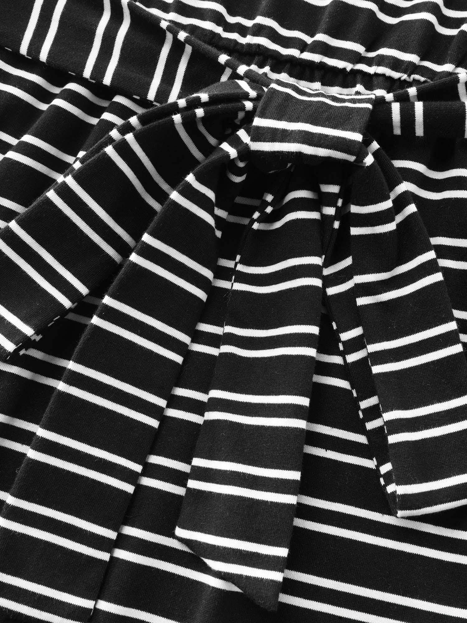 Ribbed Striped Pockets Belted Midi Dress - Image 7