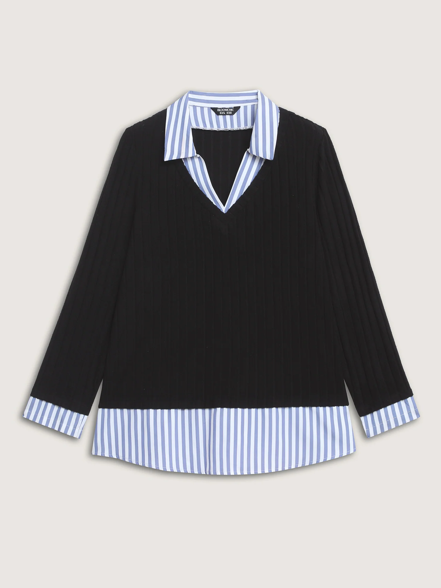 Ribbed Striped Stretchy Sweatshirt Top - Image 8