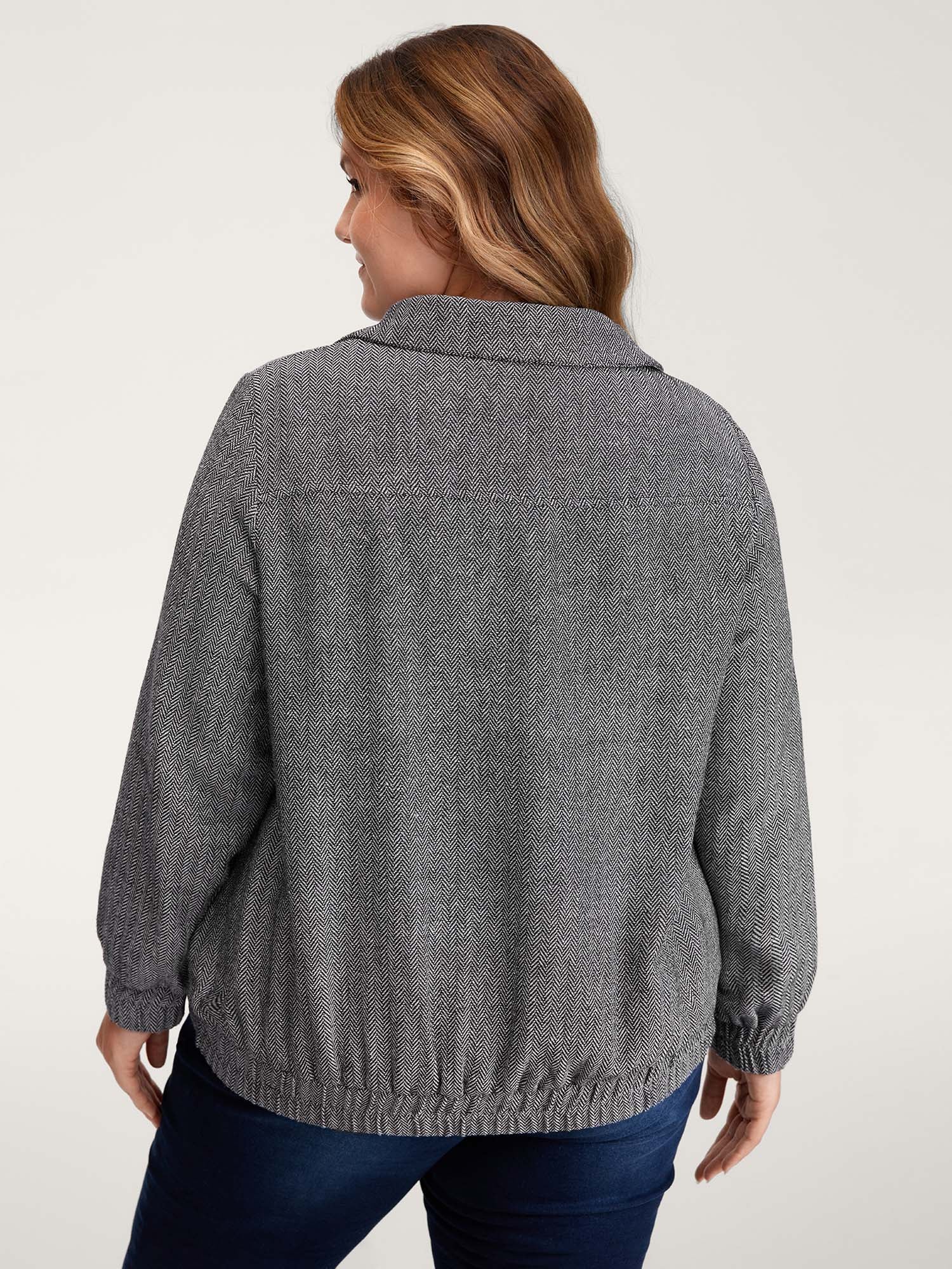 Ribbed Texture Chest Flaps Zipper Jacket - Image 4