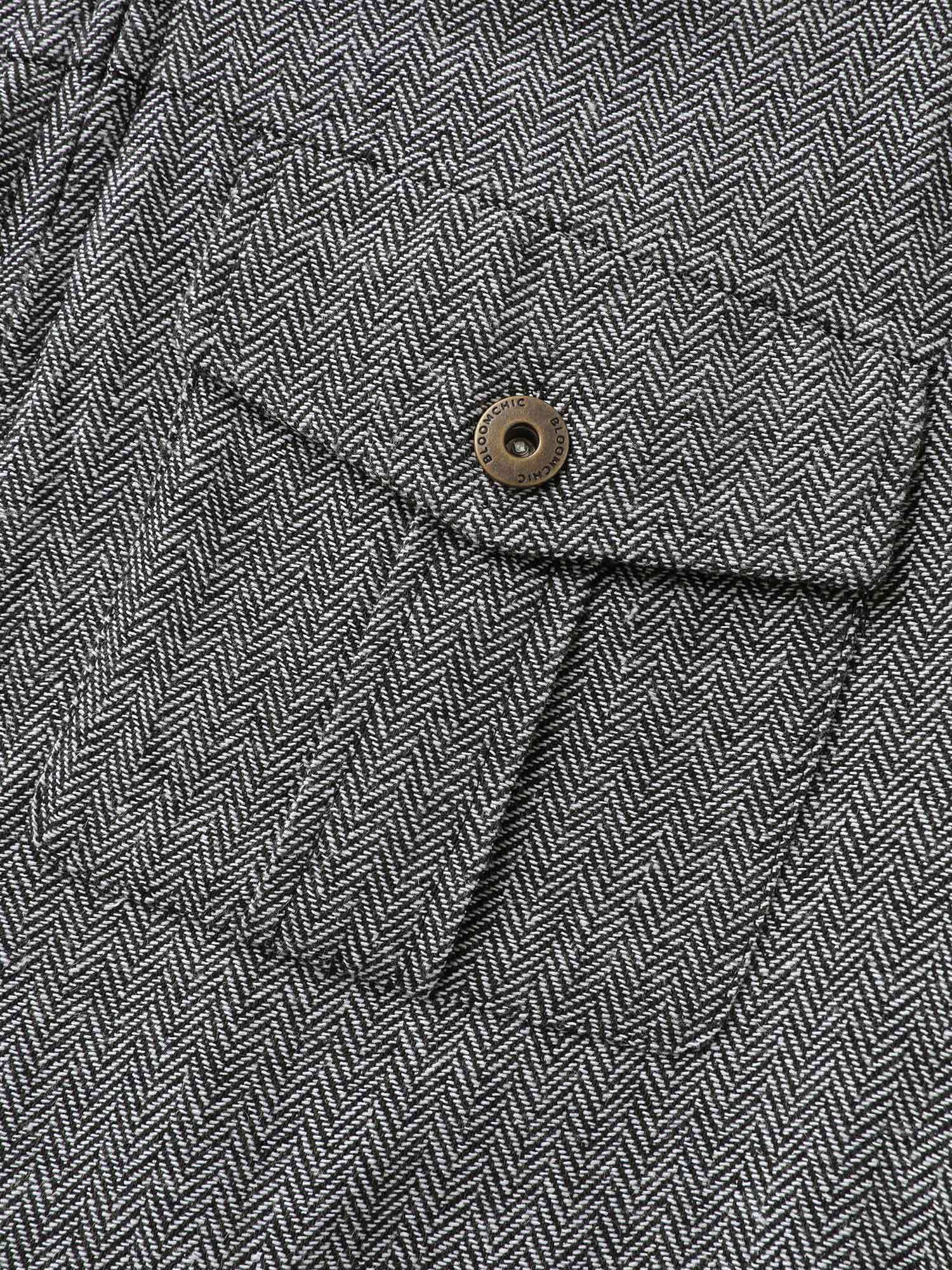 Ribbed Texture Chest Flaps Zipper Jacket - Image 5