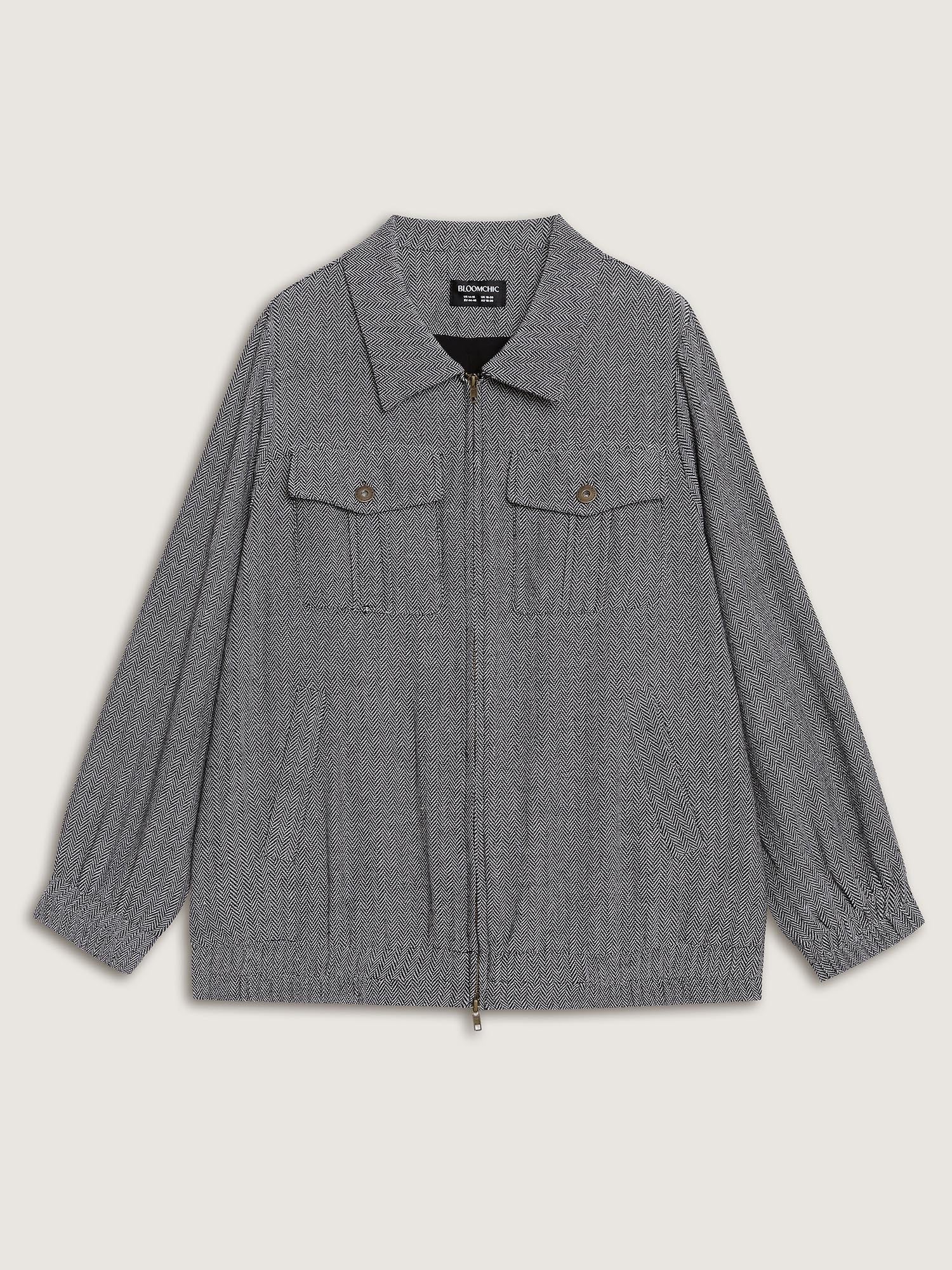 Ribbed Texture Chest Flaps Zipper Jacket - Image 8