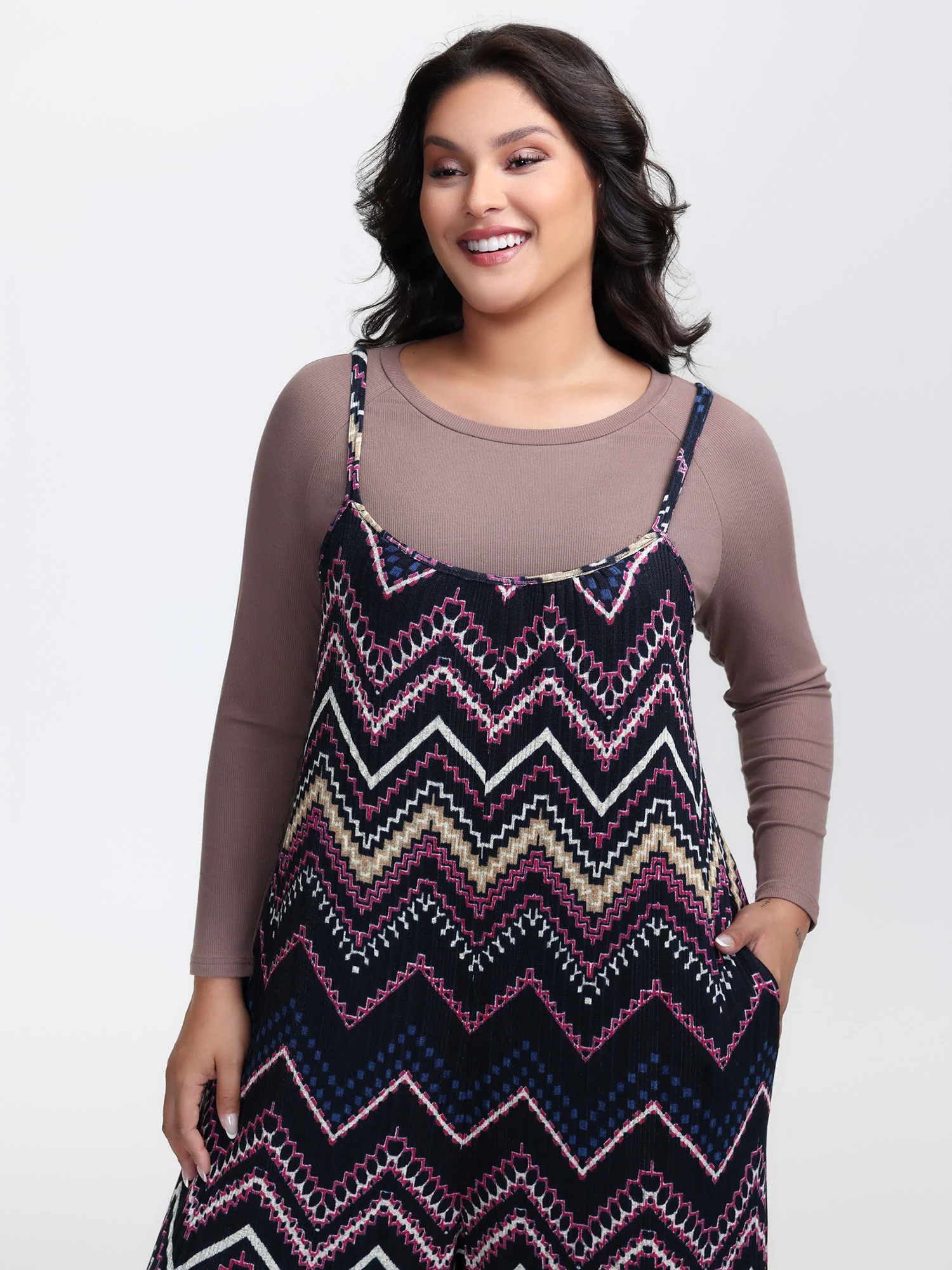 Ribbed Wavy Print Stretchy Lounge Jumpsuit - Image 2