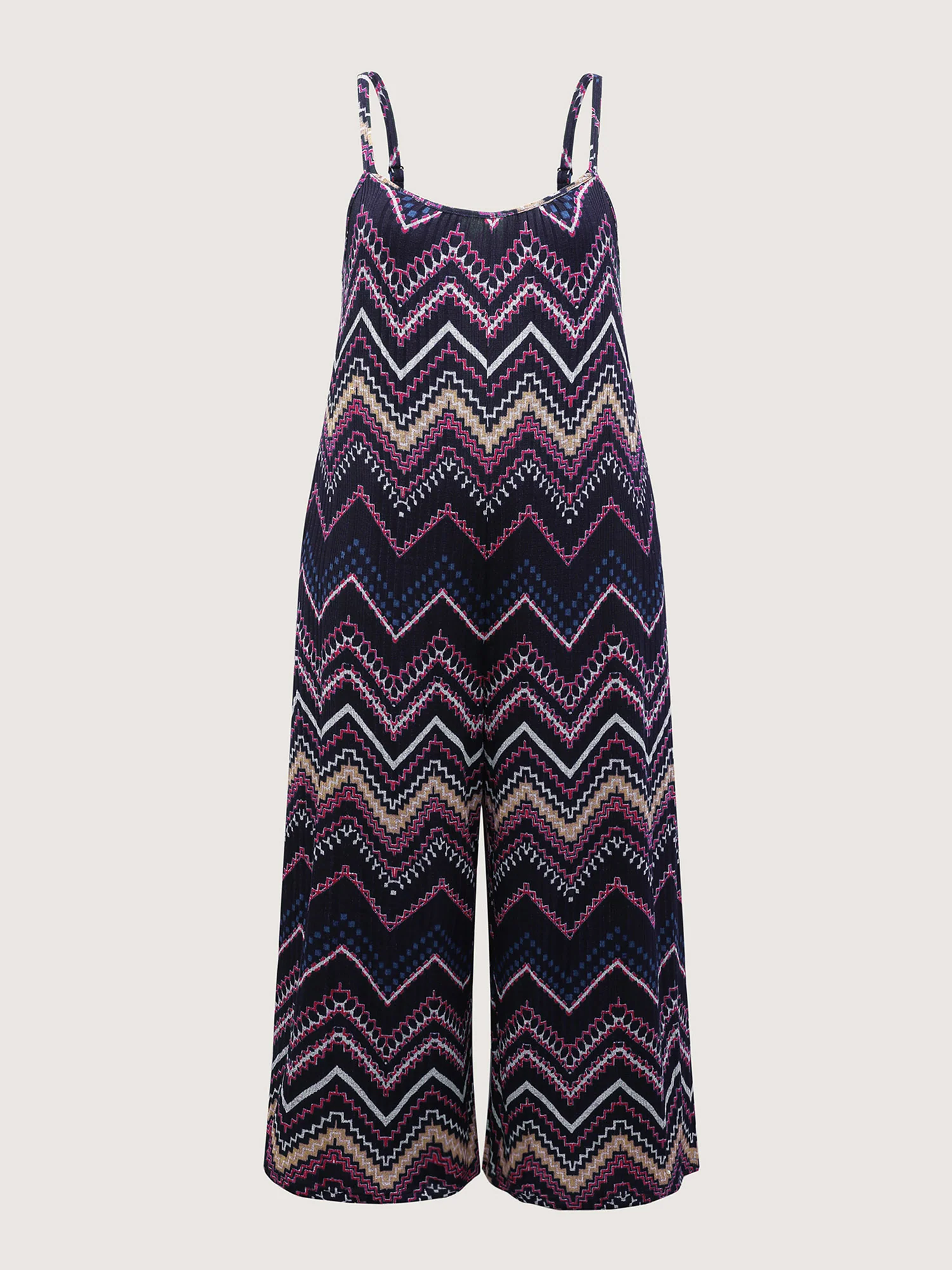 Ribbed Wavy Print Stretchy Lounge Jumpsuit - Image 8